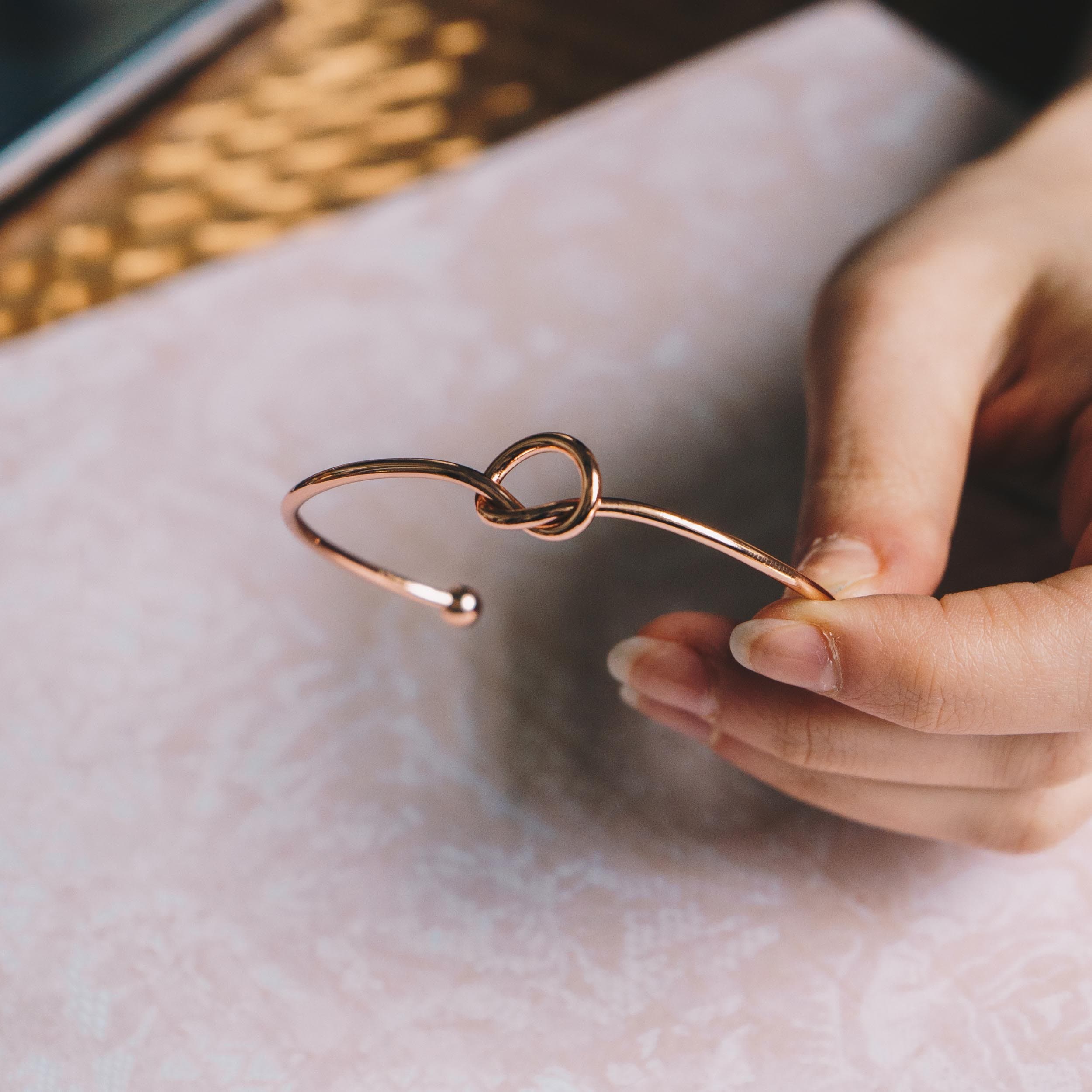 Rose Gold Plated Love Knot Cuff Bangle