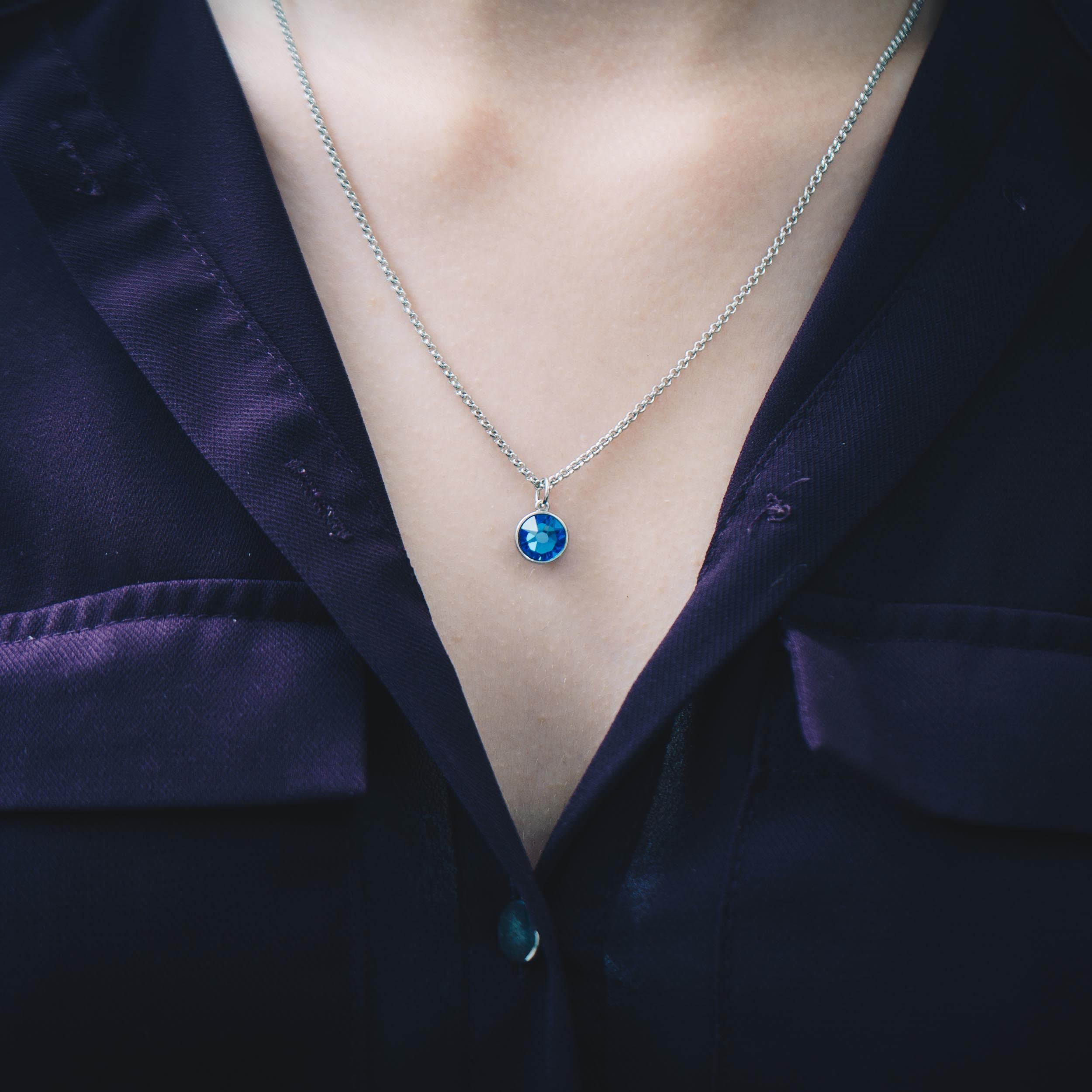 September (Sapphire) Birthstone Necklace Created with Zircondia® Crystals