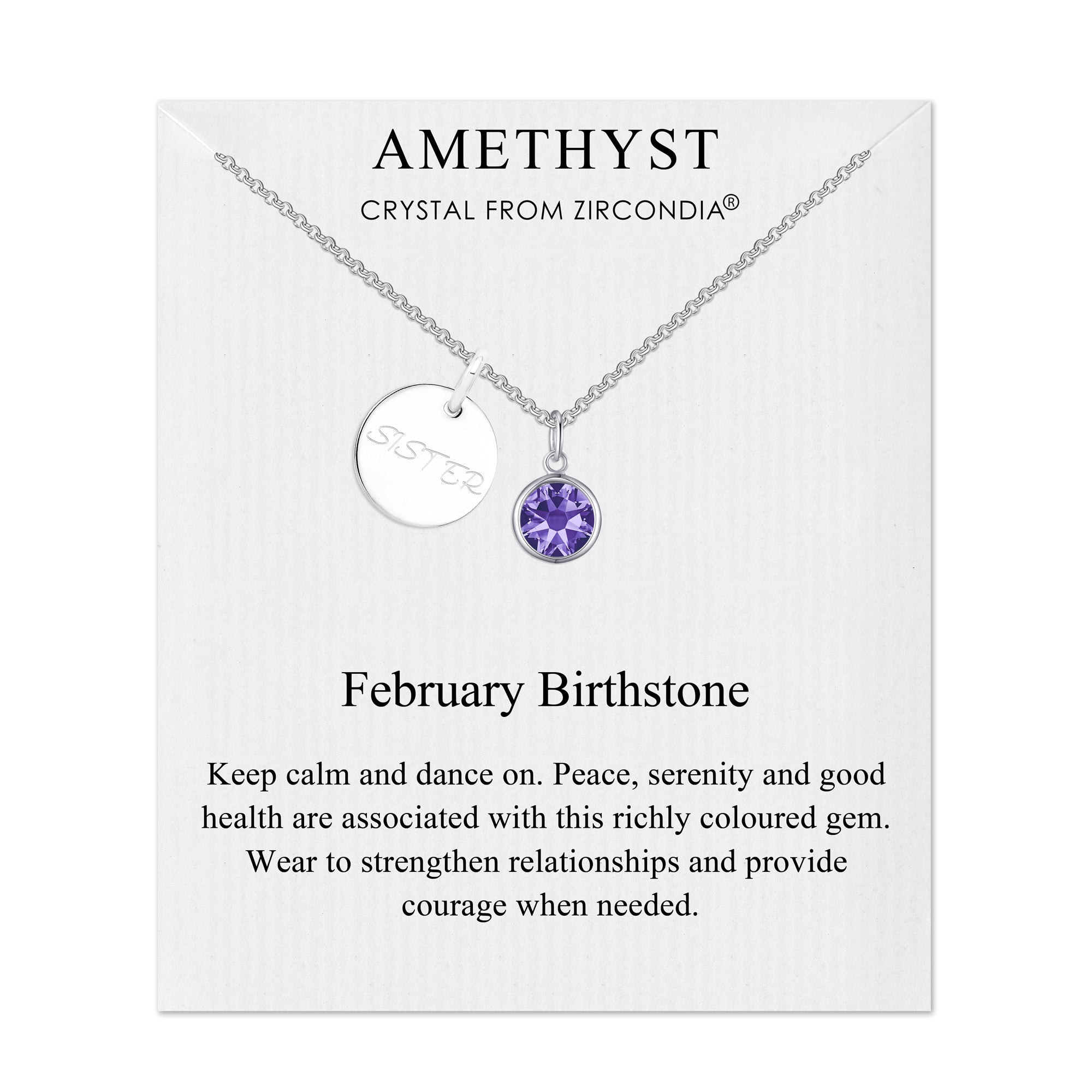 Sister Birthstone Necklace Created with Zircondia® Crystals