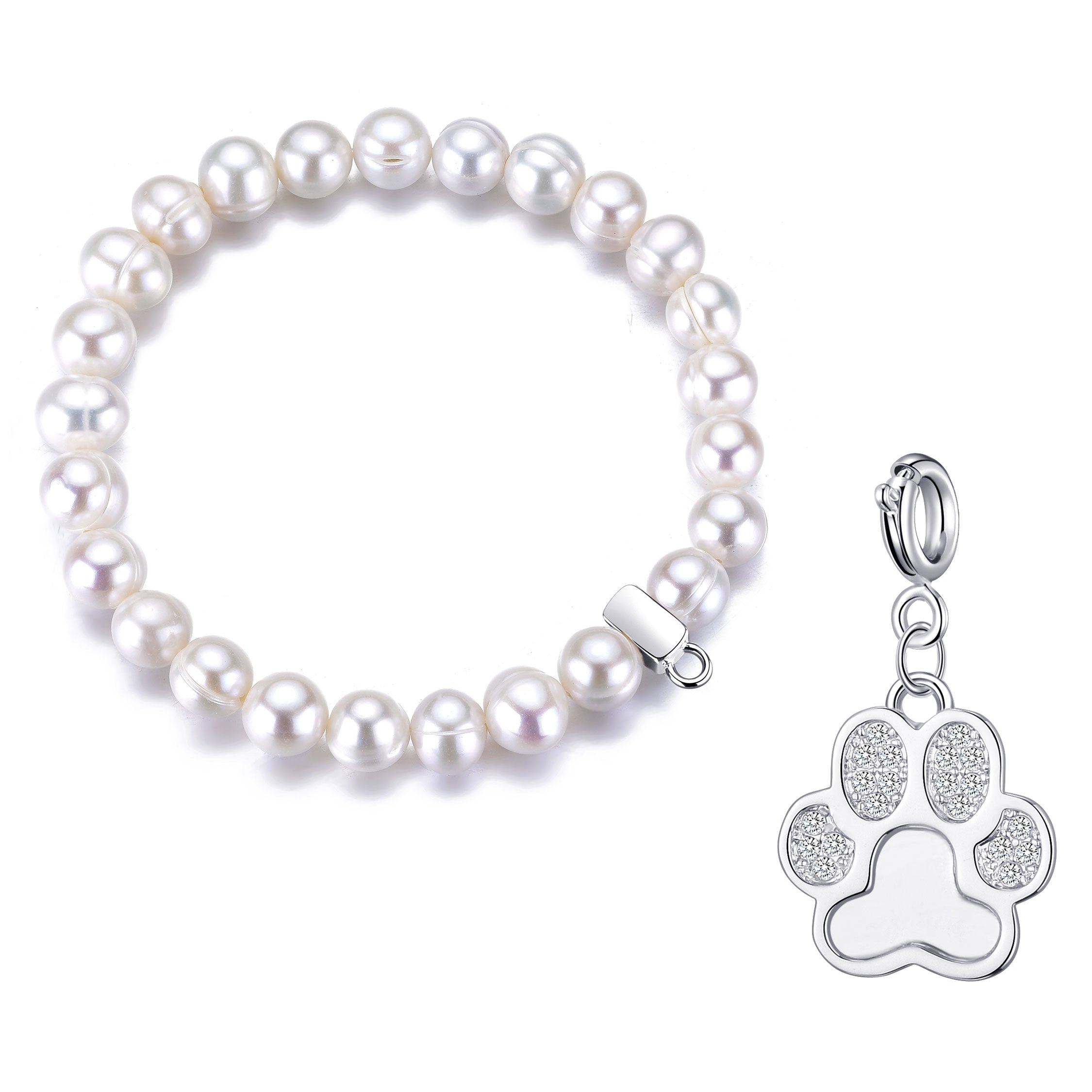 Freshwater Baroque Pearl Bracelet with Charm Created with Zircondia® Crystals