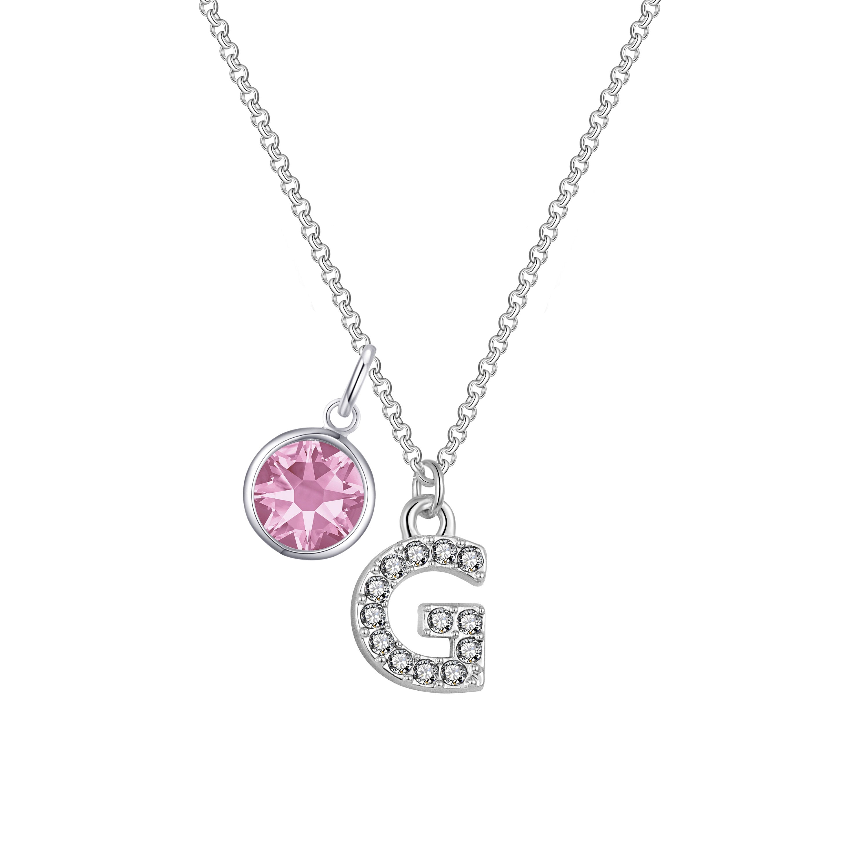 Birthstone Pave Initial Necklace Letter G Created with Zircondia® Crystals