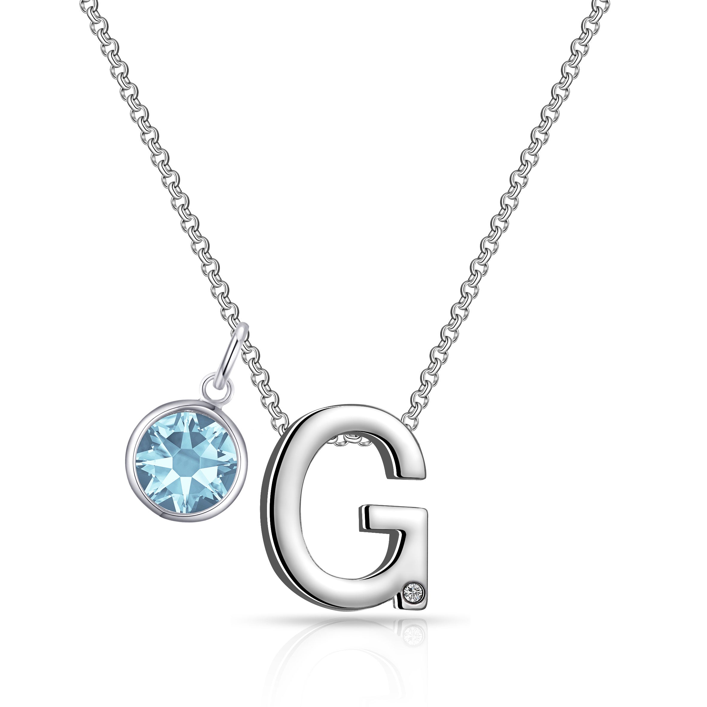 Birthstone Initial Necklace Letter G Created with Zircondia® Crystals