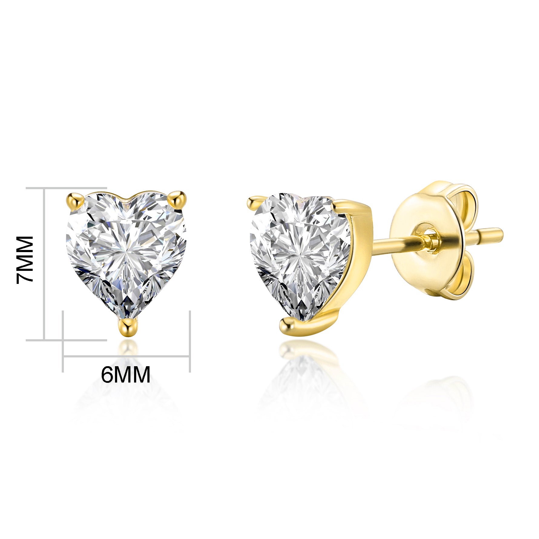 Gold Plated Heart Earrings Created with Zircondia® Crystals
