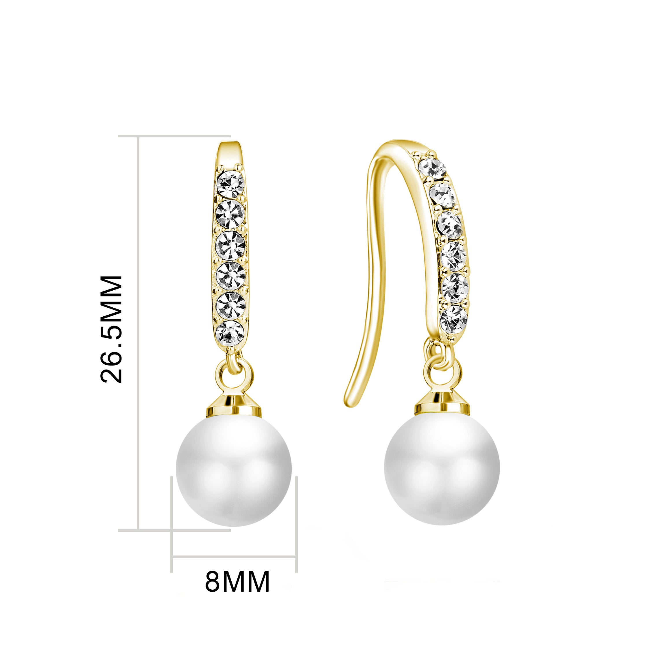 Gold Plated Pearl Drop Earrings Created with Zircondia® Crystals