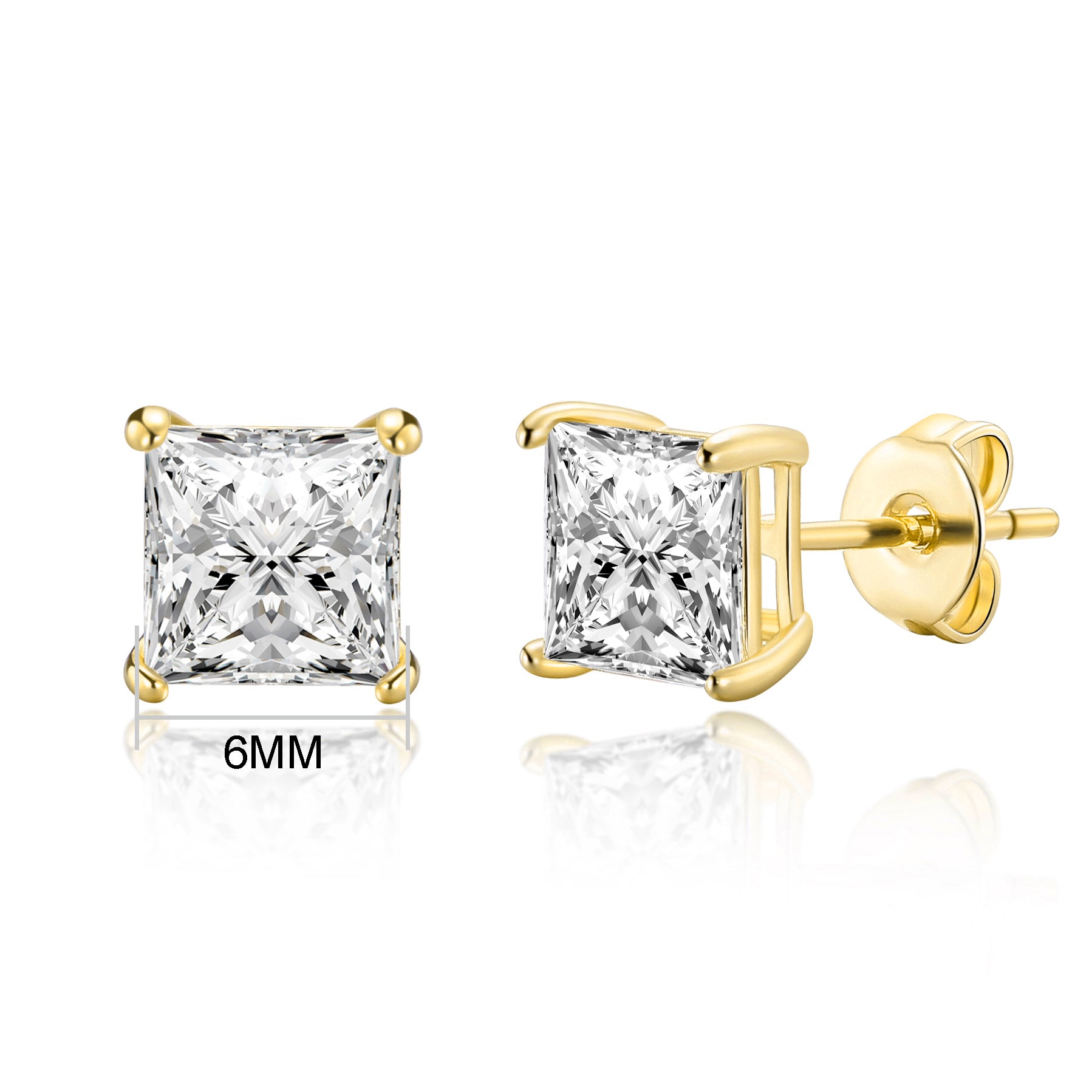 Gold Plated Square Earrings Created with Zircondia® Crystals