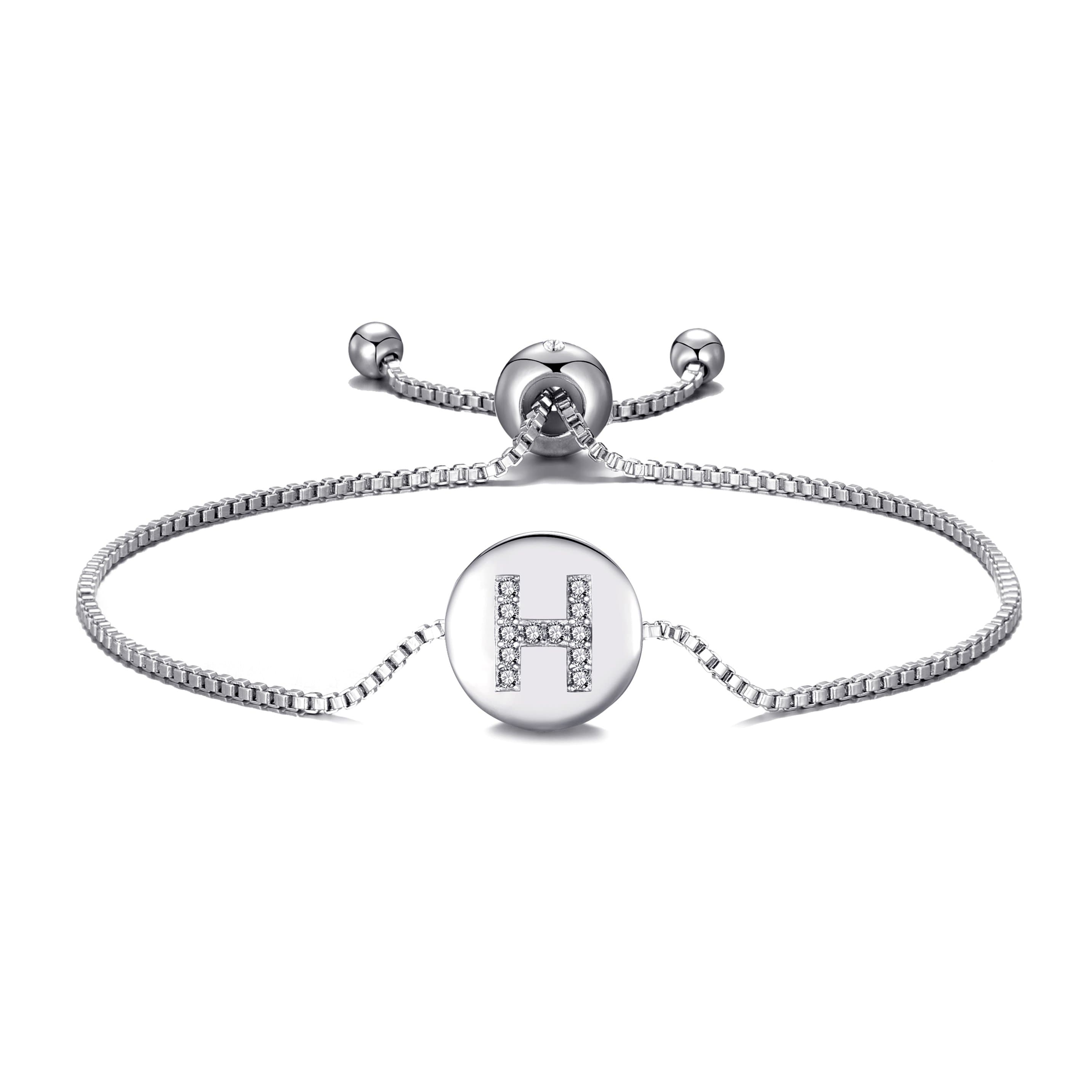 Initial Friendship Bracelet Letter H Created with Zircondia® Crystals by Philip Jones Jewellery