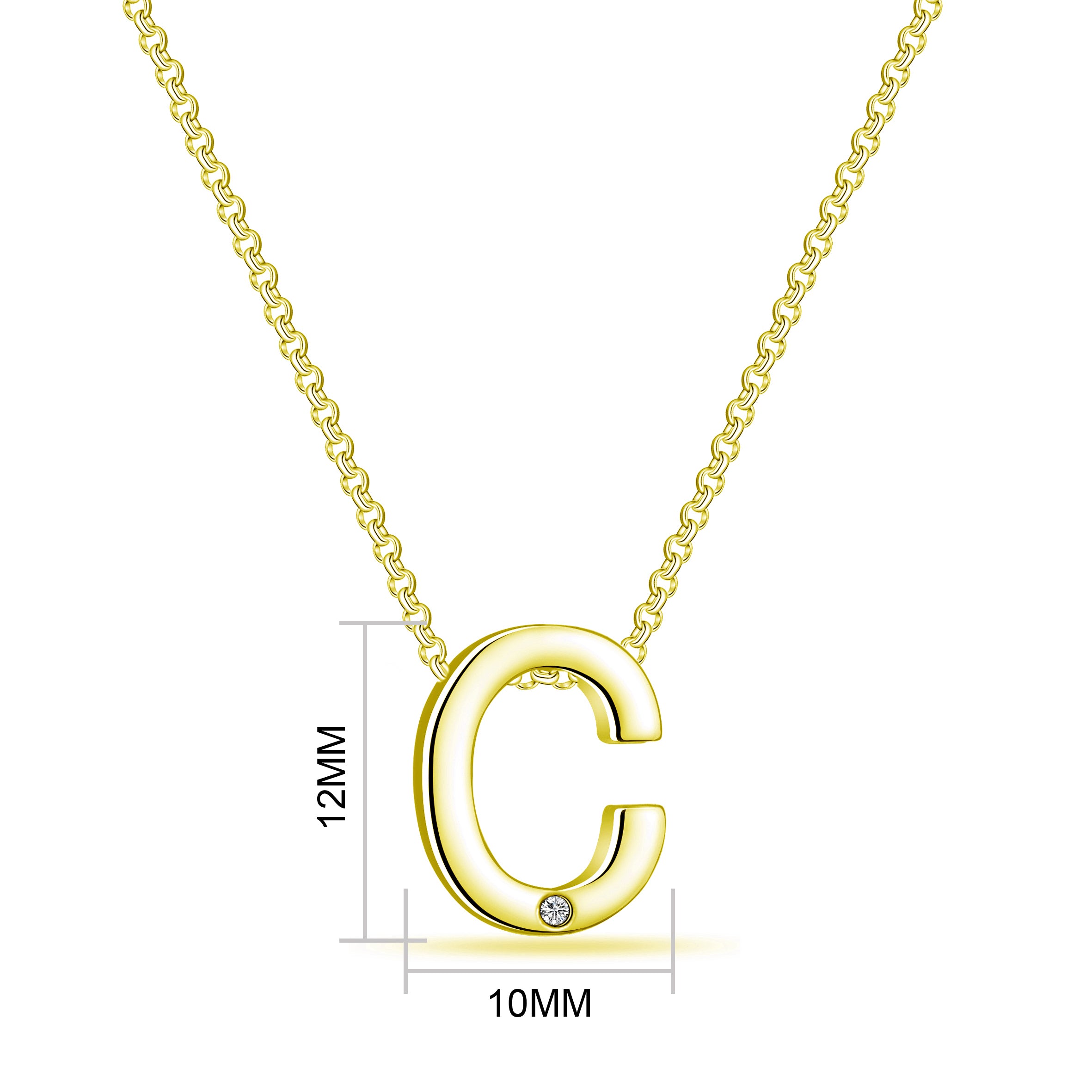 Gold Plated Initial Necklace Letter C Created with Zircondia® Crystals