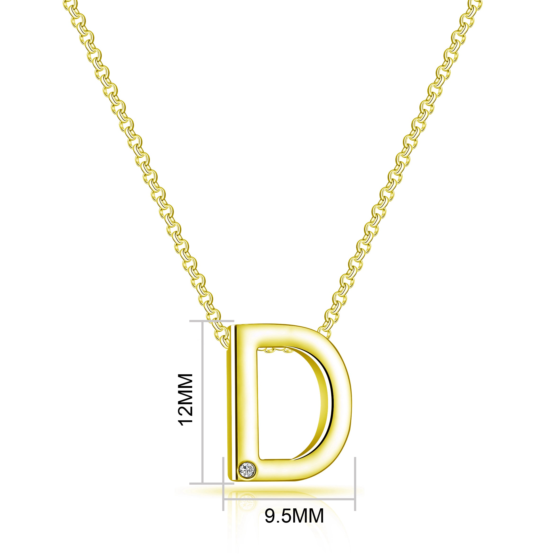 Gold Plated Initial Necklace Letter D Created with Zircondia® Crystals