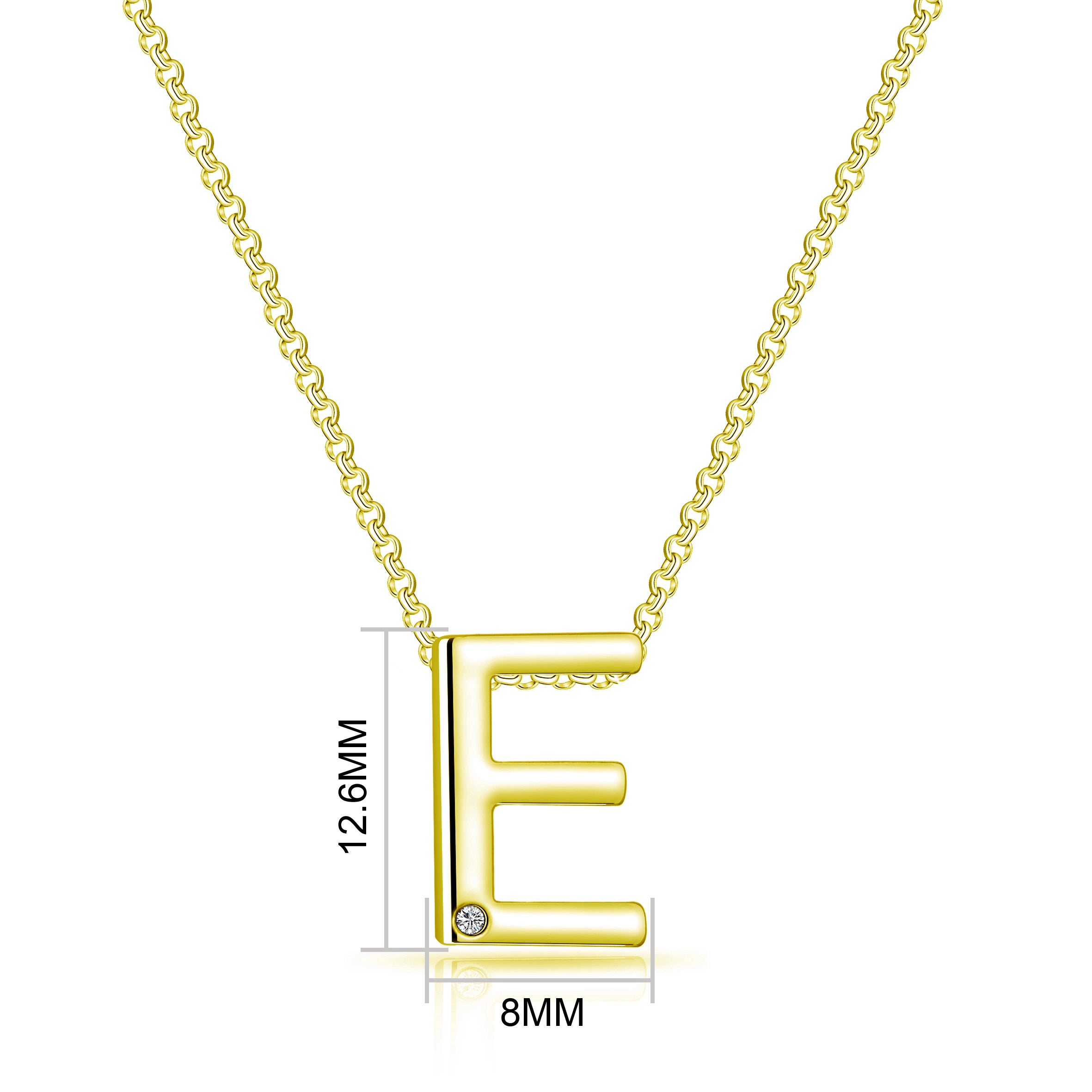 Gold Plated Initial Necklace Letter E Created with Zircondia® Crystals