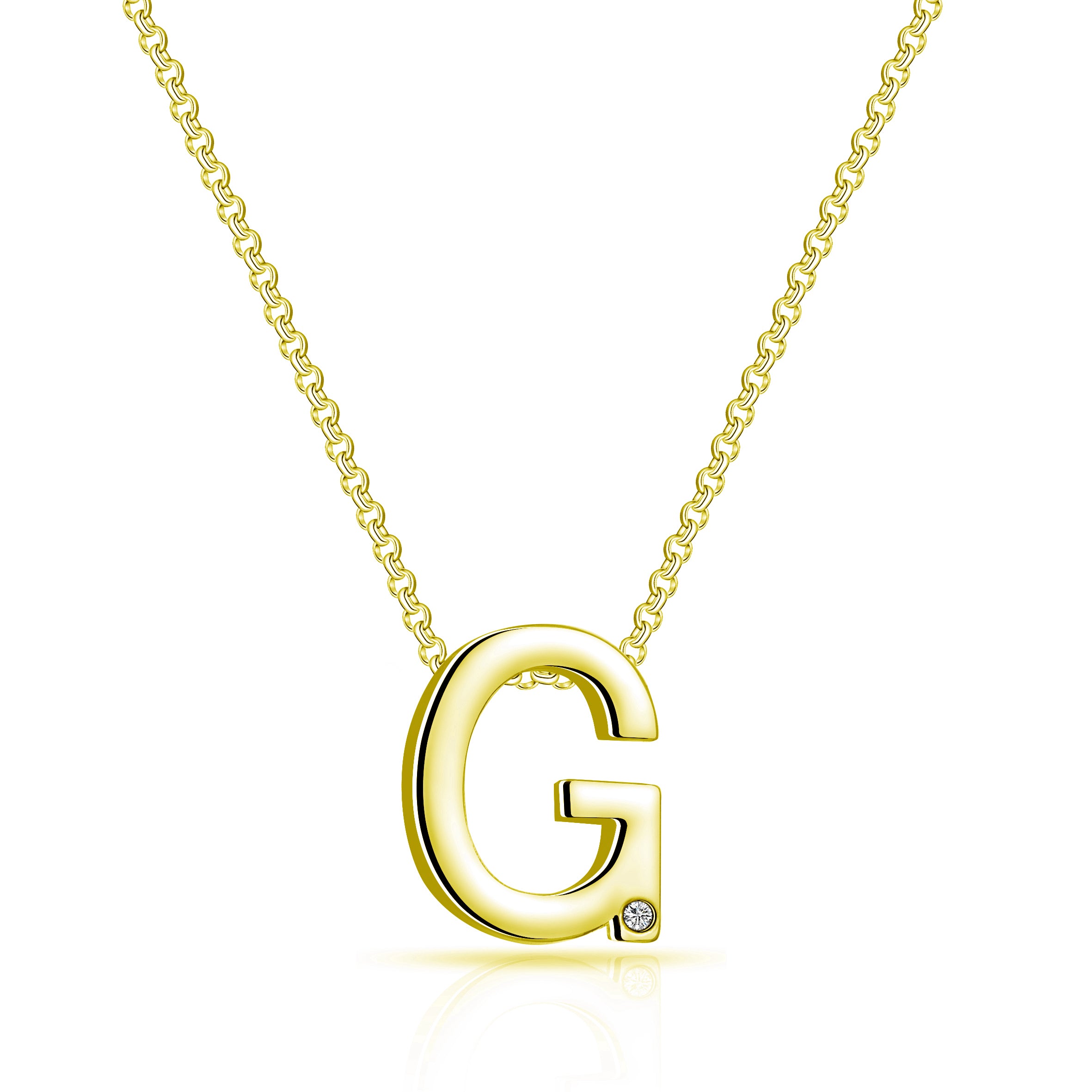Gold Plated Initial Necklace Letter G Created with Zircondia® Crystals