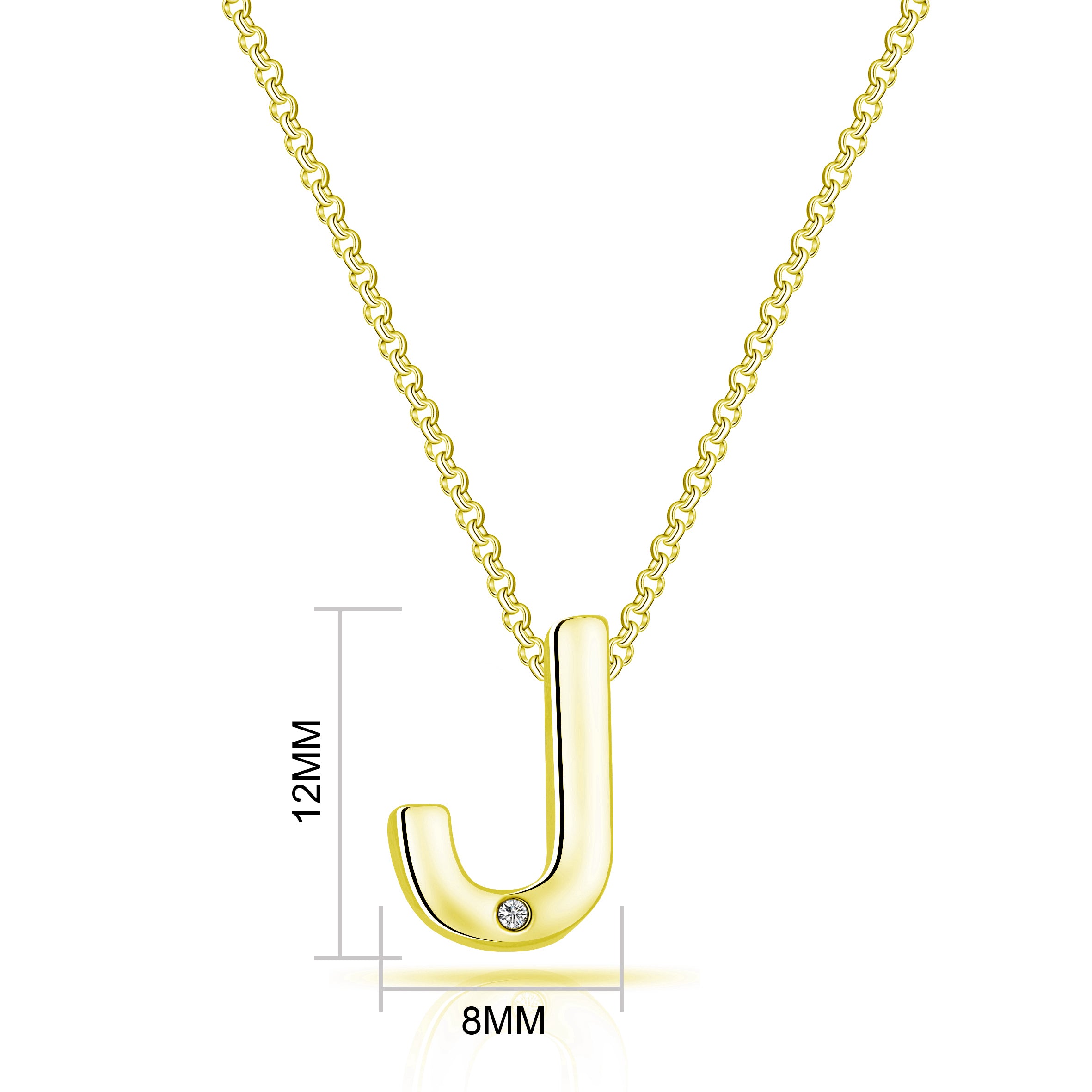 Gold Plated Initial Necklace Letter J Created with Zircondia® Crystals