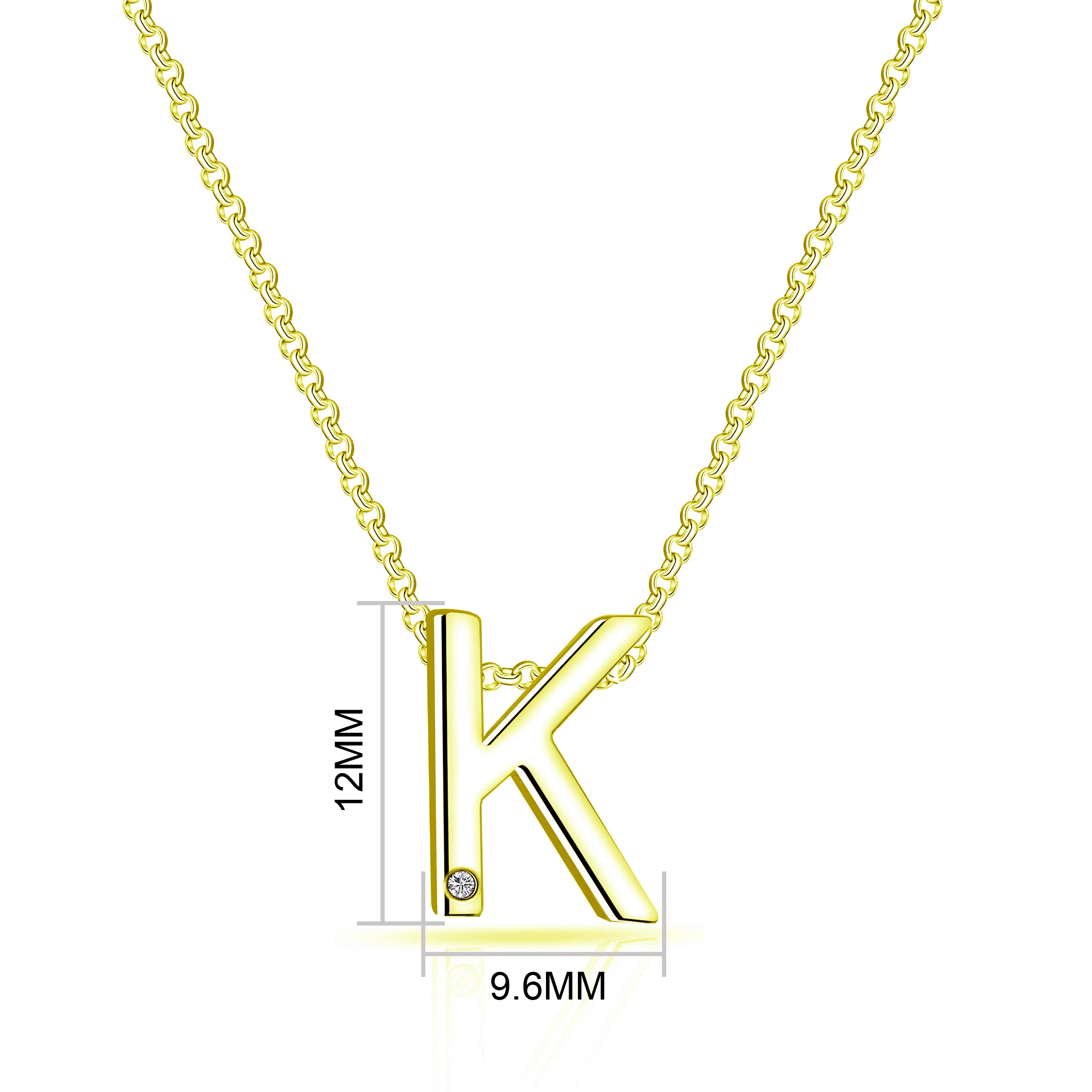 Gold Plated Initial Necklace Letter K Created with Zircondia® Crystals