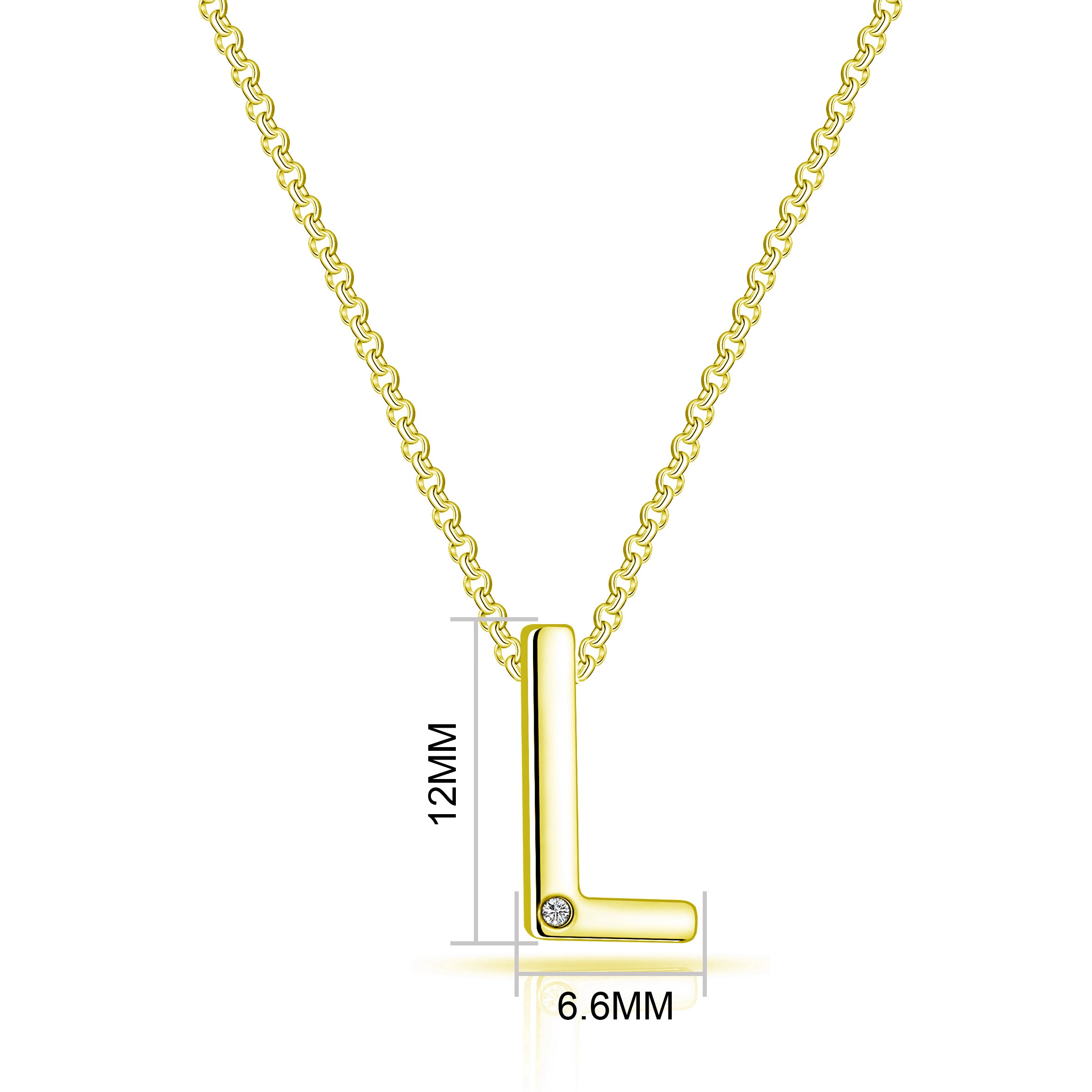 Gold Plated Initial Necklace Letter L Created with Zircondia® Crystals