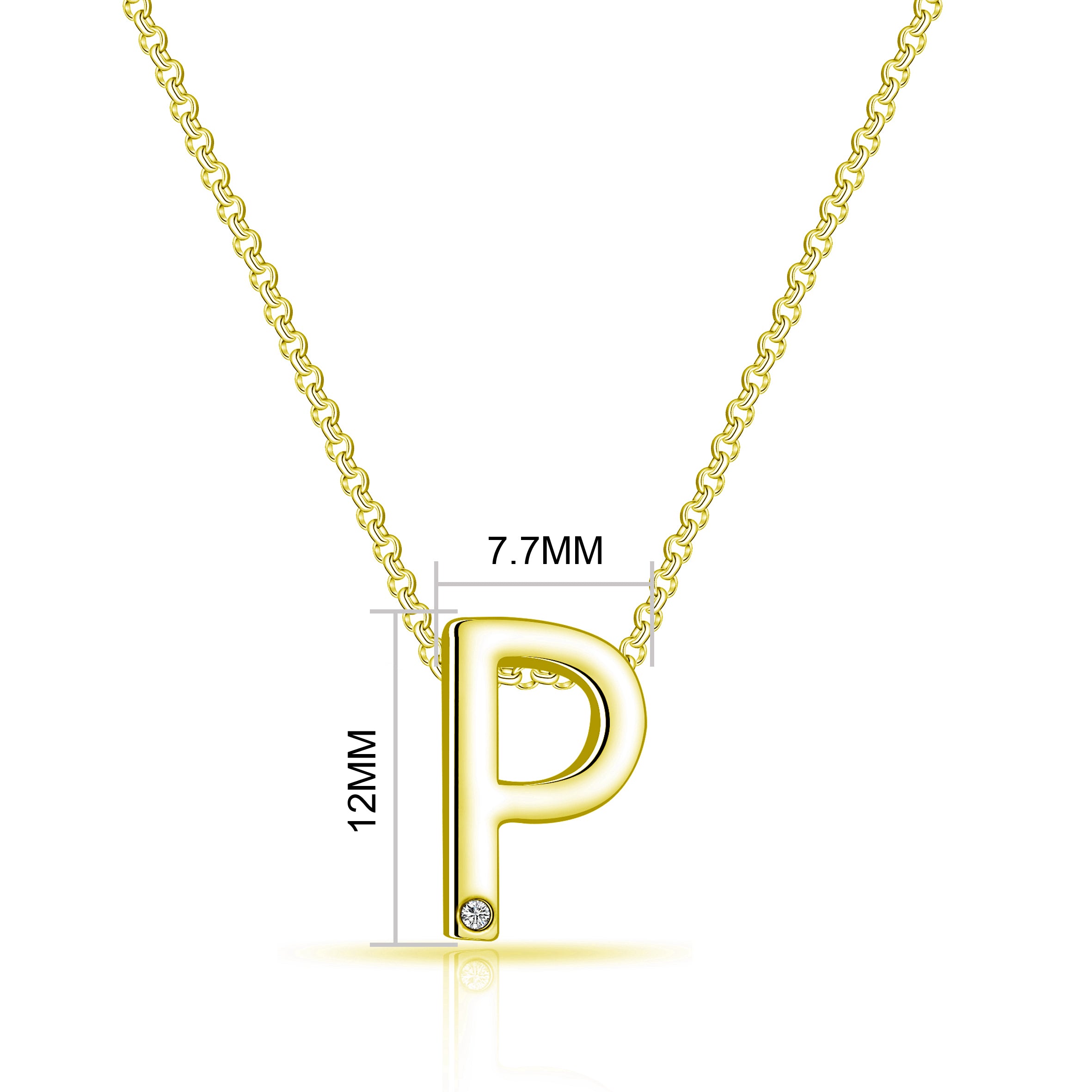 Gold Plated Initial Necklace Letter P Created with Zircondia® Crystals