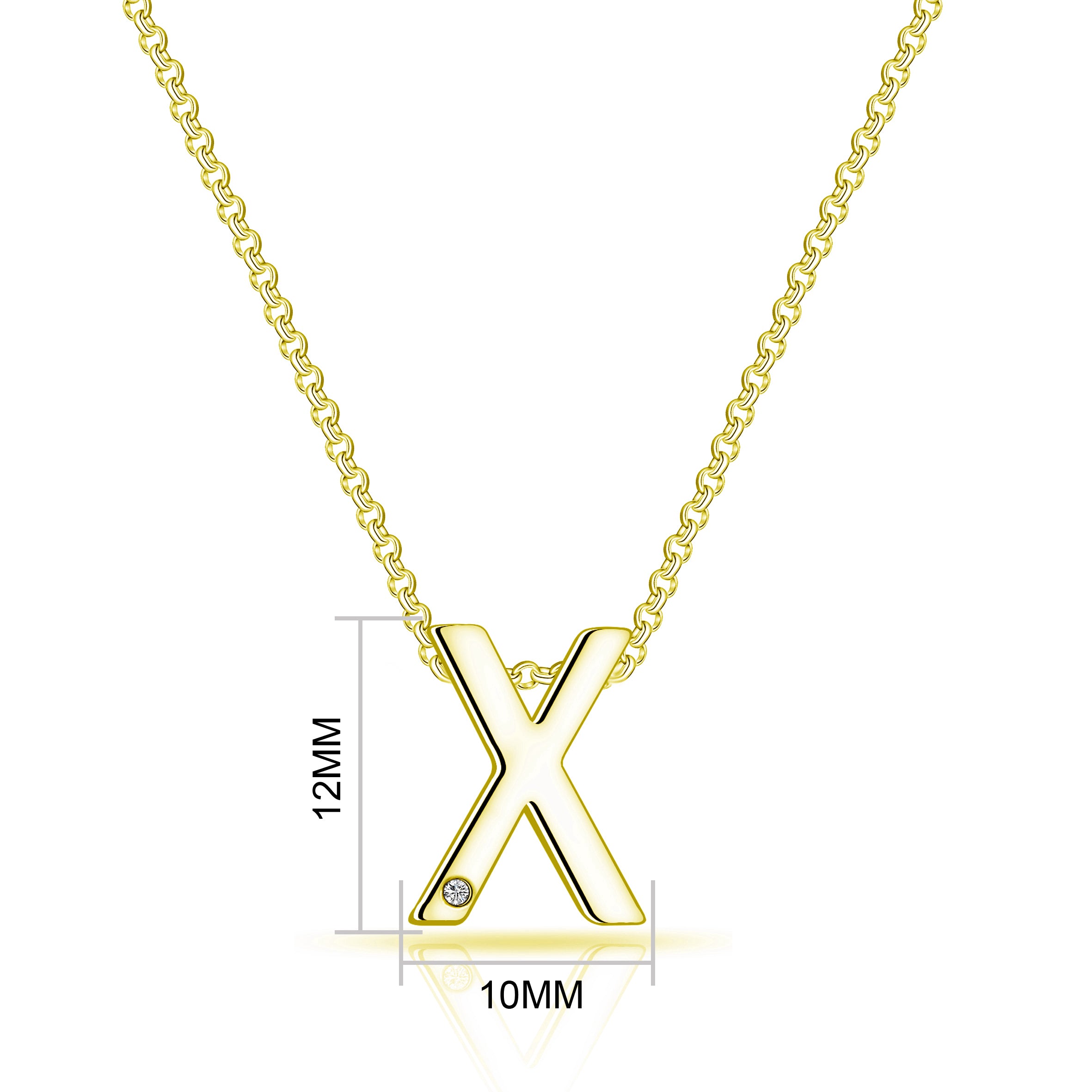 Gold Plated Initial Necklace Letter X Created with Zircondia® Crystals