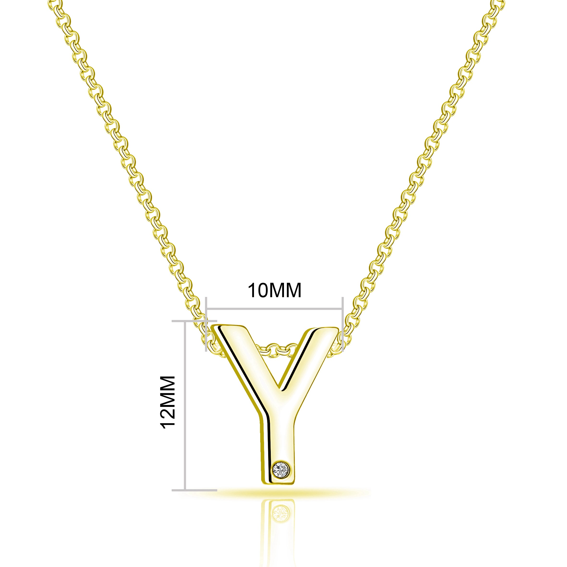 Gold Plated Initial Necklace Letter Y Created with Zircondia® Crystals