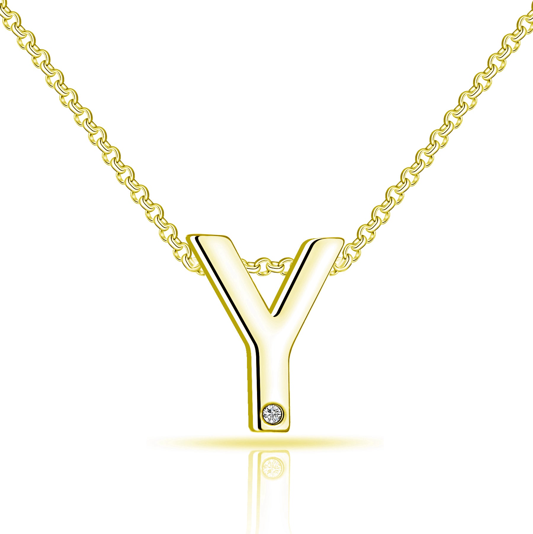 Collana Con Iniziale Y In Argento E Cristalli Zircondia | Philip Jones Gioielli Con Ciondolo Lettera | Regalo Elegante Per Lei