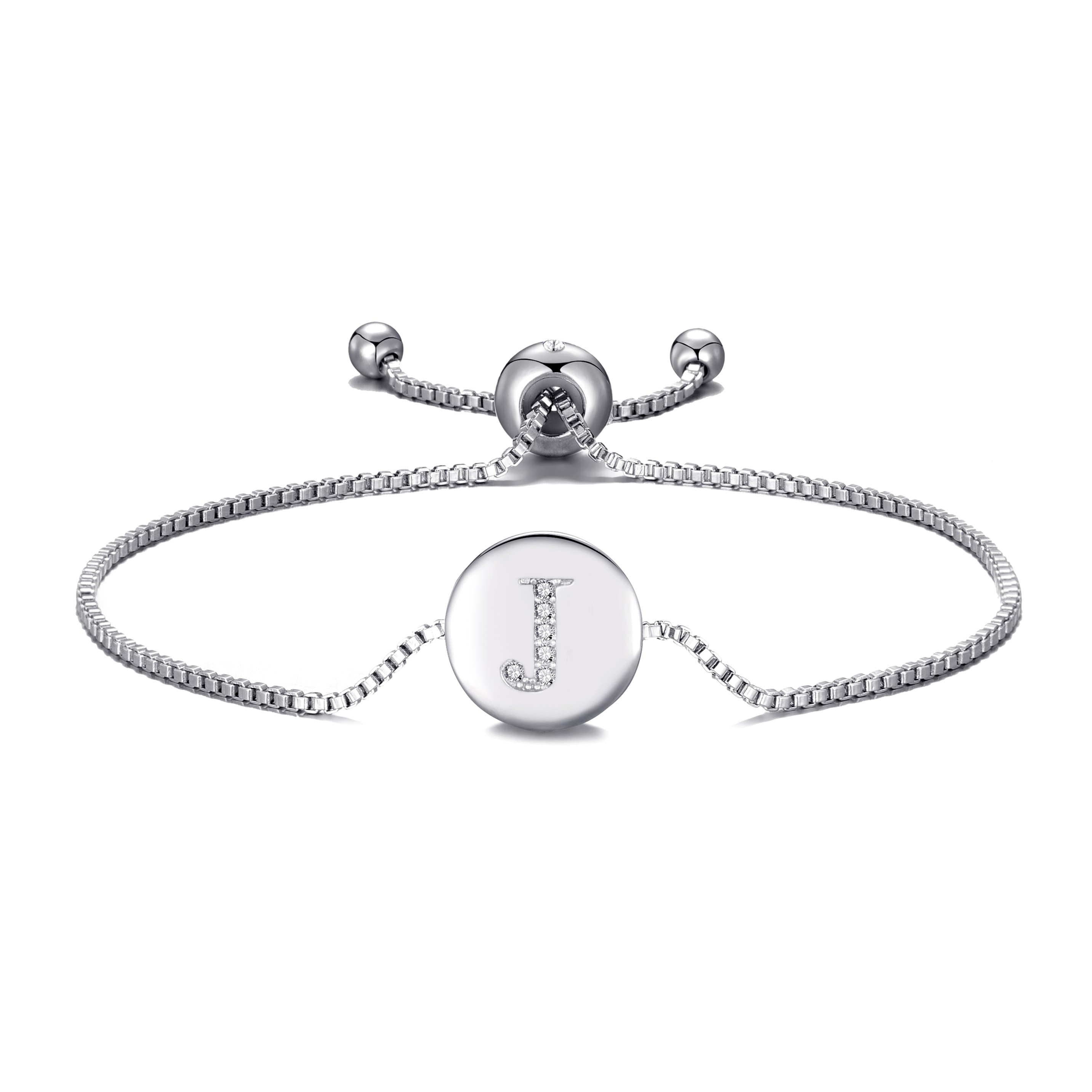 Initial Friendship Bracelet Letter J Created with Zircondia® Crystals by Philip Jones Jewellery