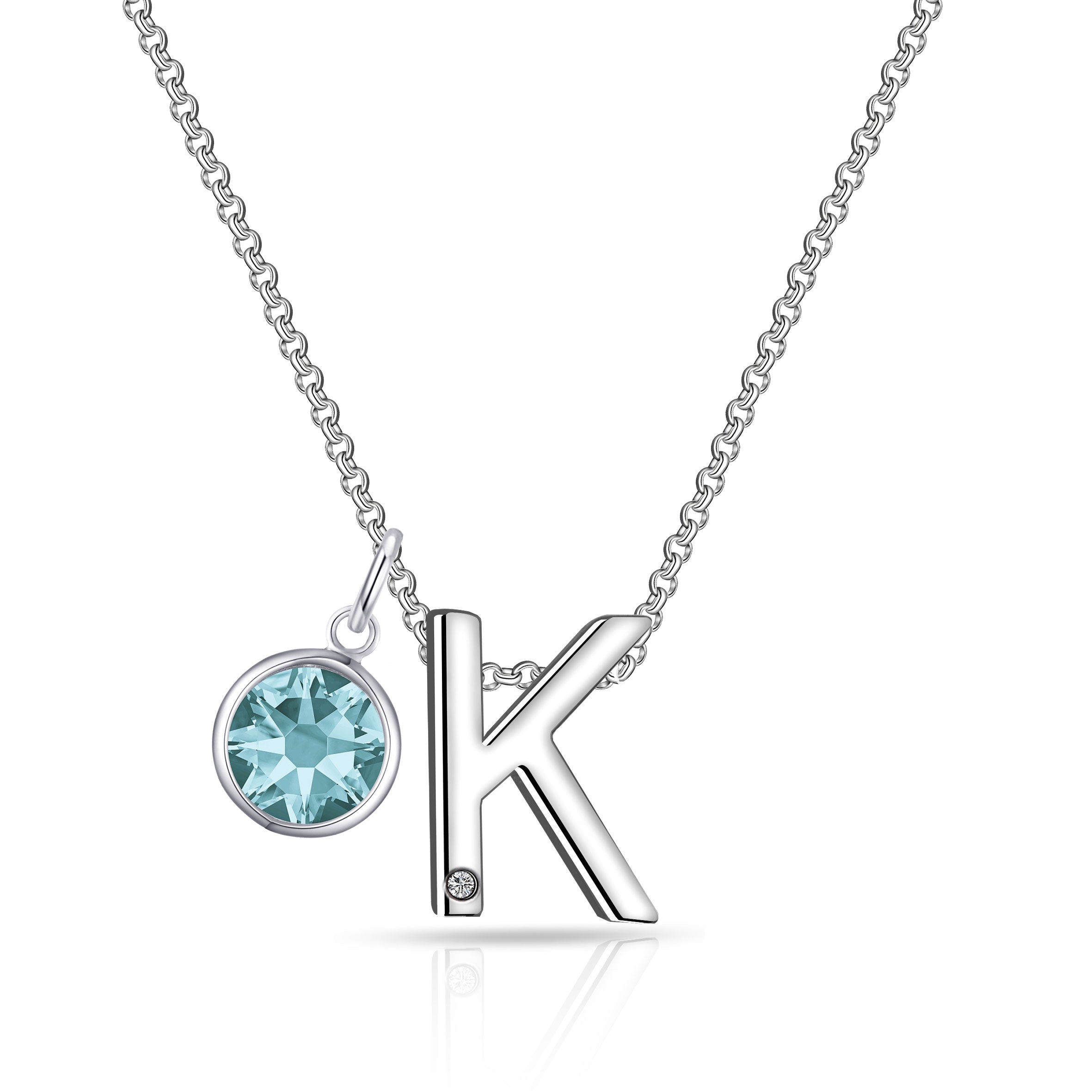 Birthstone Initial Necklace Letter K Created with Zircondia® Crystals