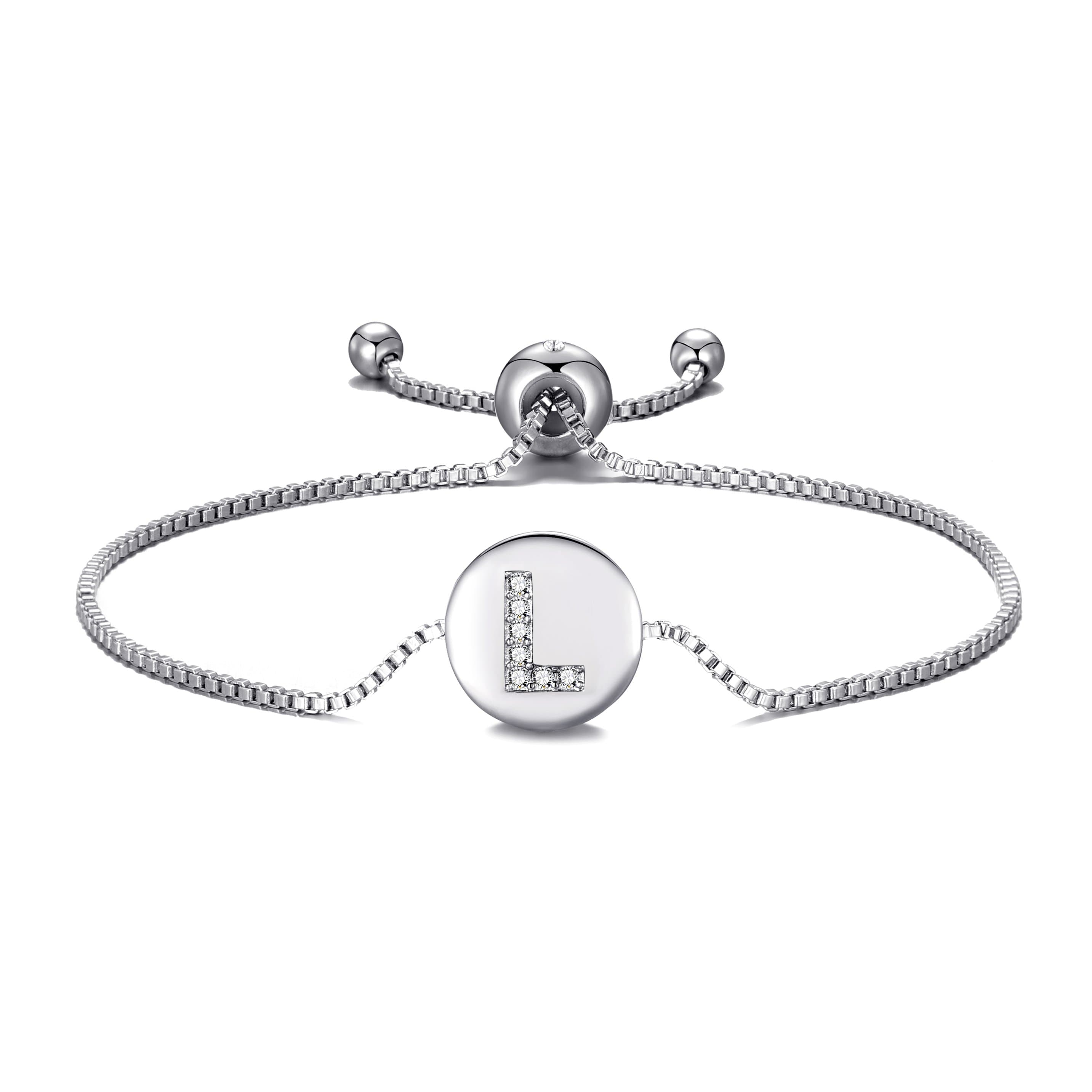 Initial Friendship Bracelet Letter L Created with Zircondia® Crystals by Philip Jones Jewellery