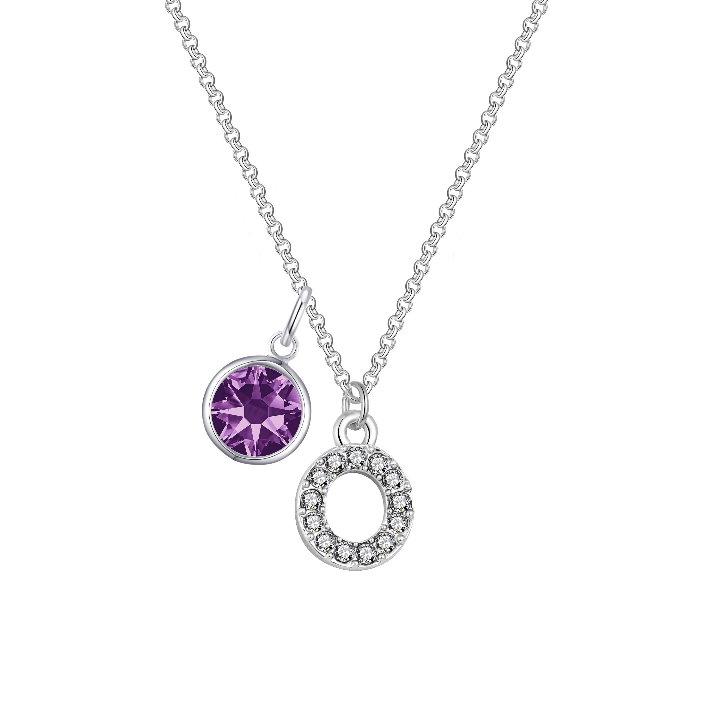 Birthstone Pave Initial Necklace Letter O Created with Zircondia® Crystals