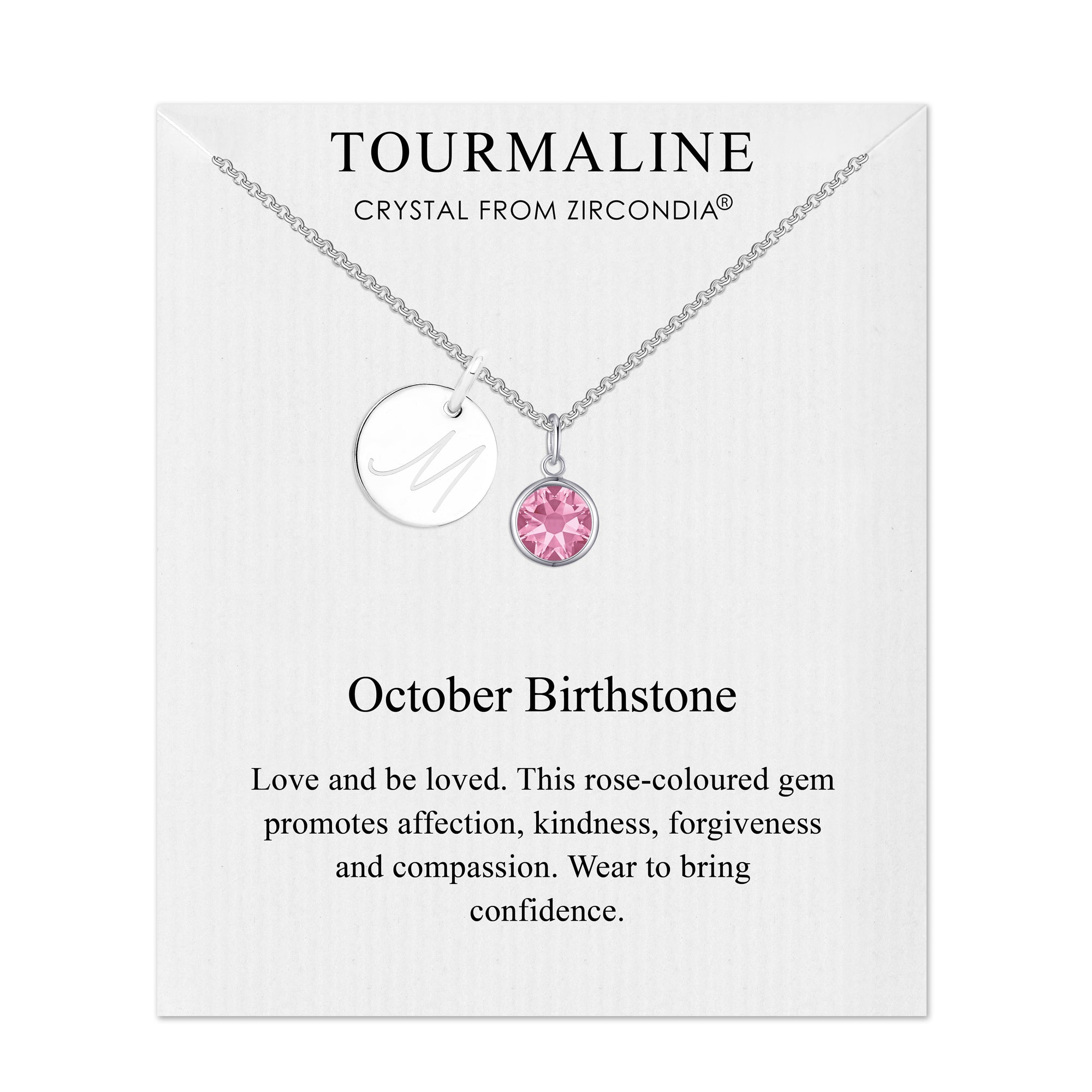 October Initial Birthstone Necklace Created with Zircondia® Crystals
