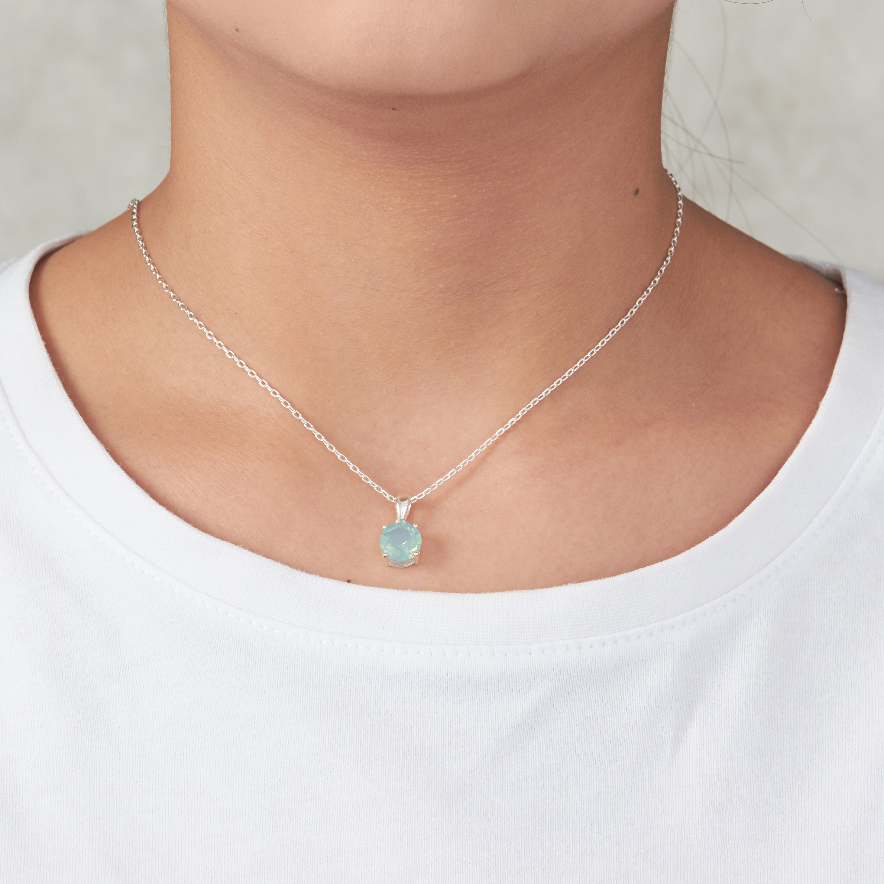Pacific Green Opal Necklace Created with Zircondia® Crystals