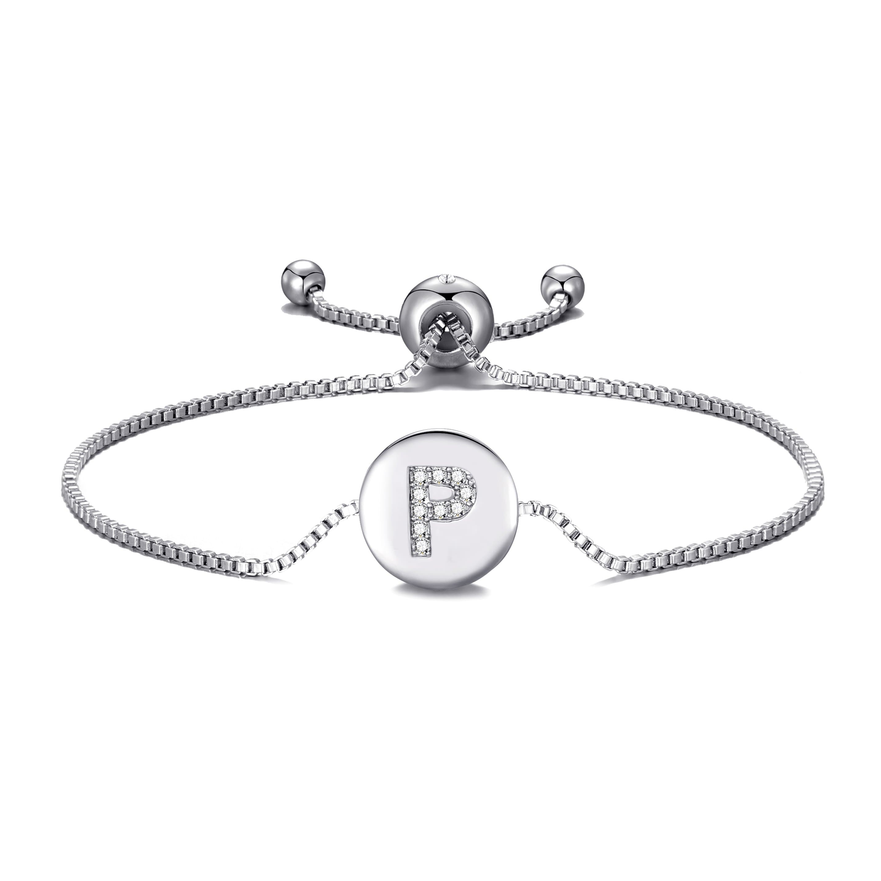 Initial Friendship Bracelet Letter P Created with Zircondia® Crystals by Philip Jones Jewellery