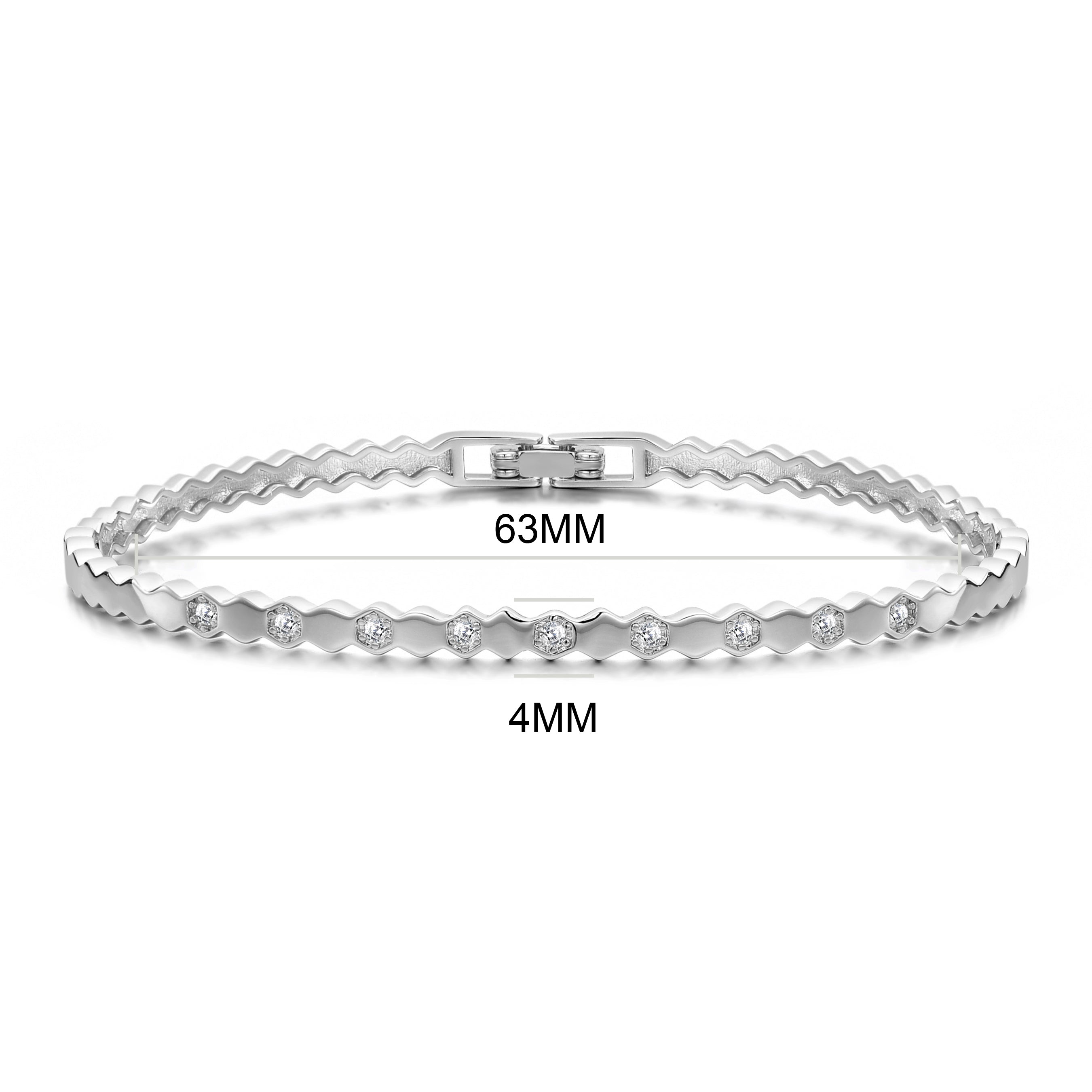 Silver Plated Honeycomb Bangle Created with Zircondia® Crystals