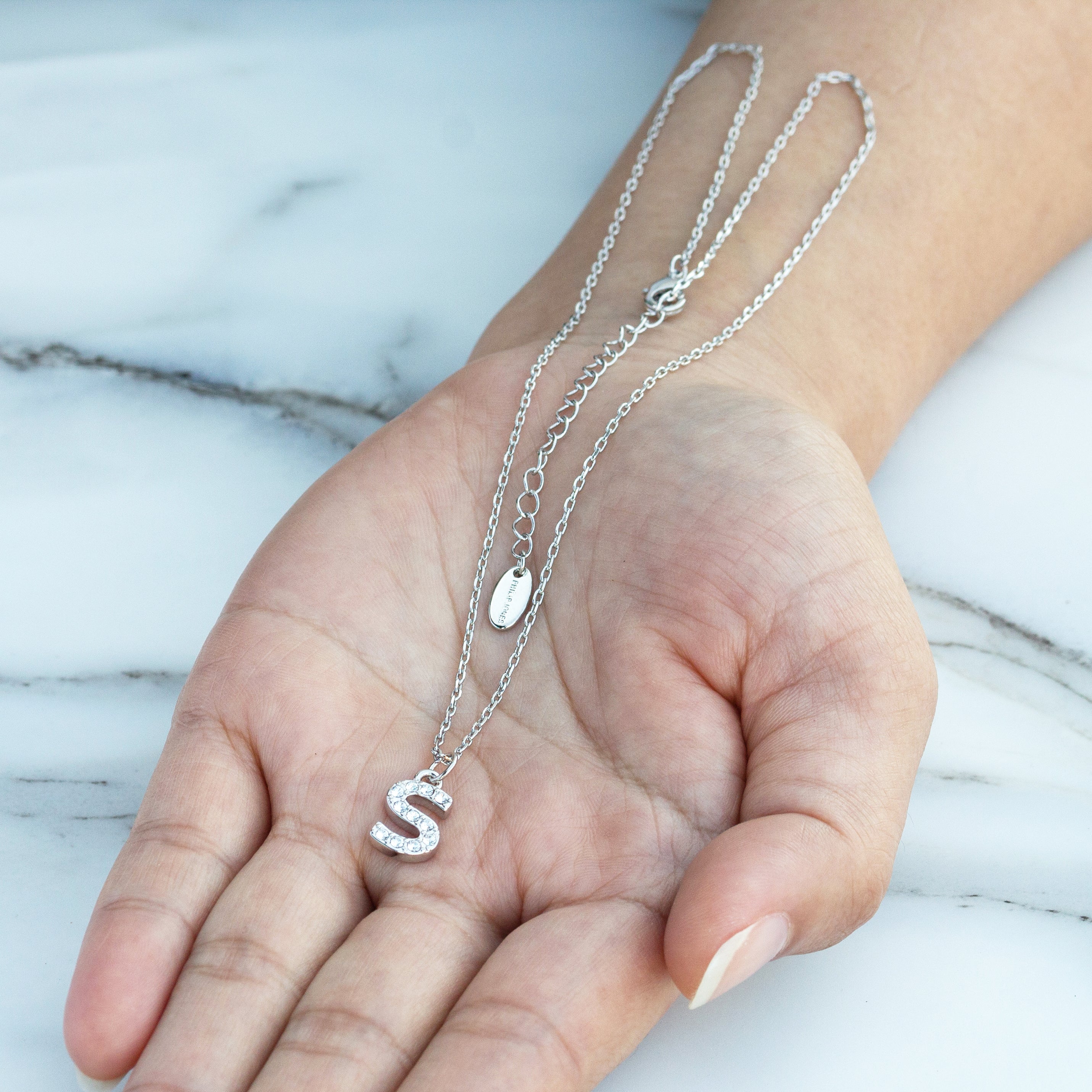 Pave Initial Necklace Letter S Created with Zircondia® Crystals