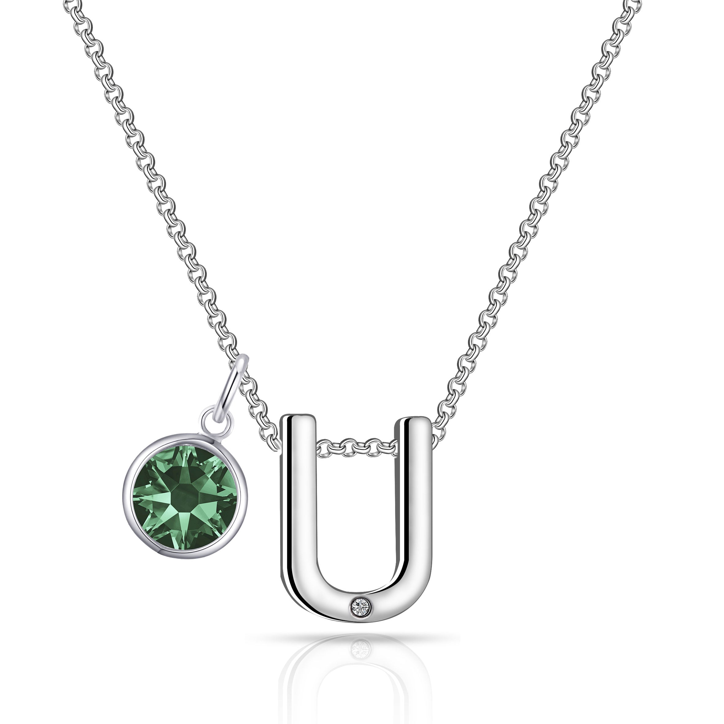 Birthstone Initial Necklace Letter U Created with Zircondia® Crystals