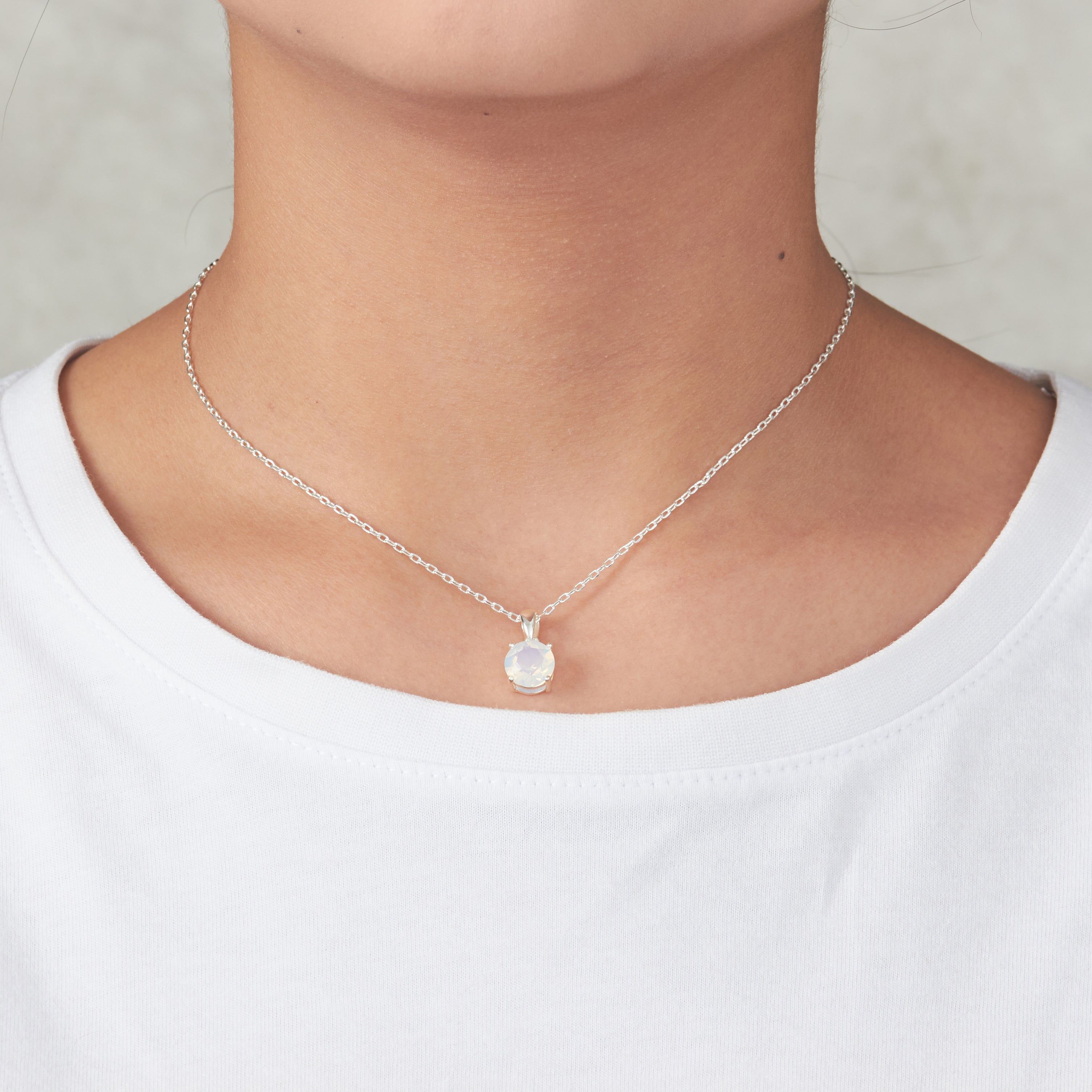 White Opal Necklace Created with Zircondia® Crystals