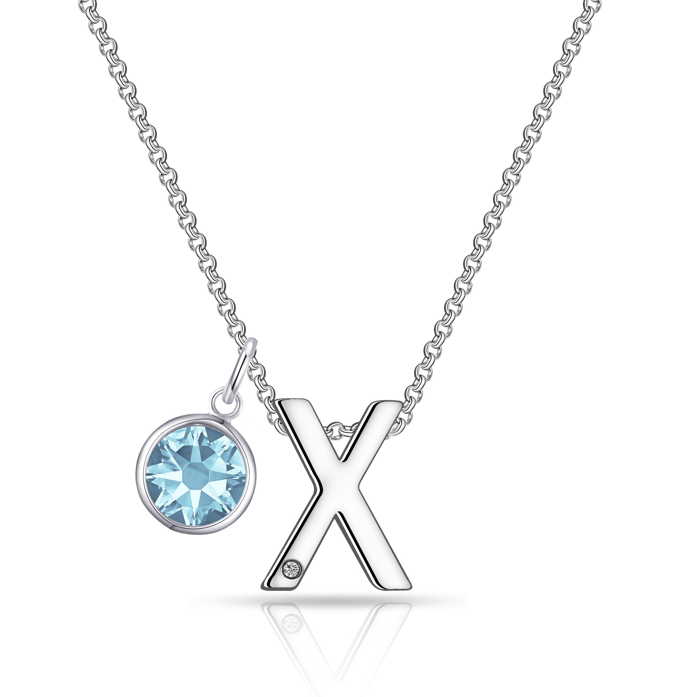 Birthstone Initial Necklace Letter X Created with Zircondia® Crystals