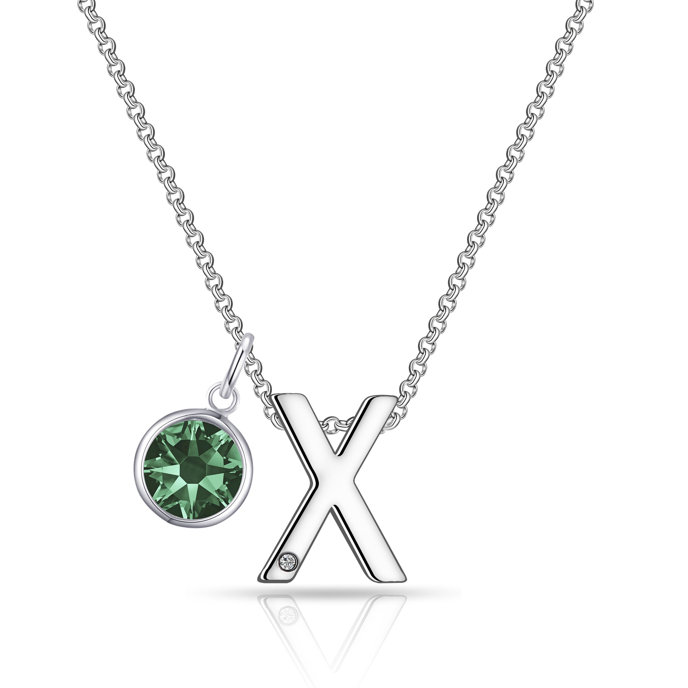 Birthstone Initial Necklace Letter X Created with Zircondia® Crystals