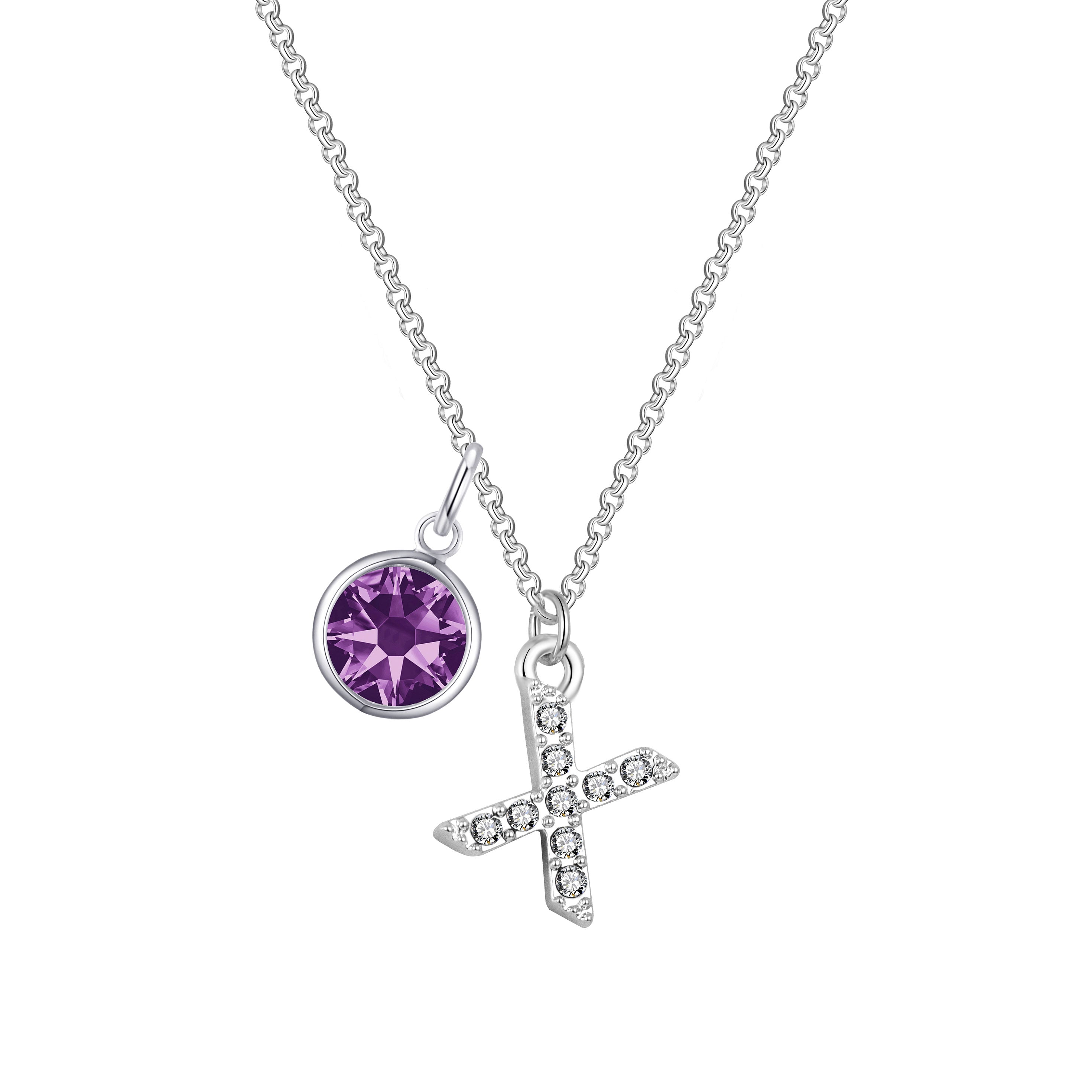 Birthstone Pave Initial Necklace Letter X Created with Zircondia® Crystals