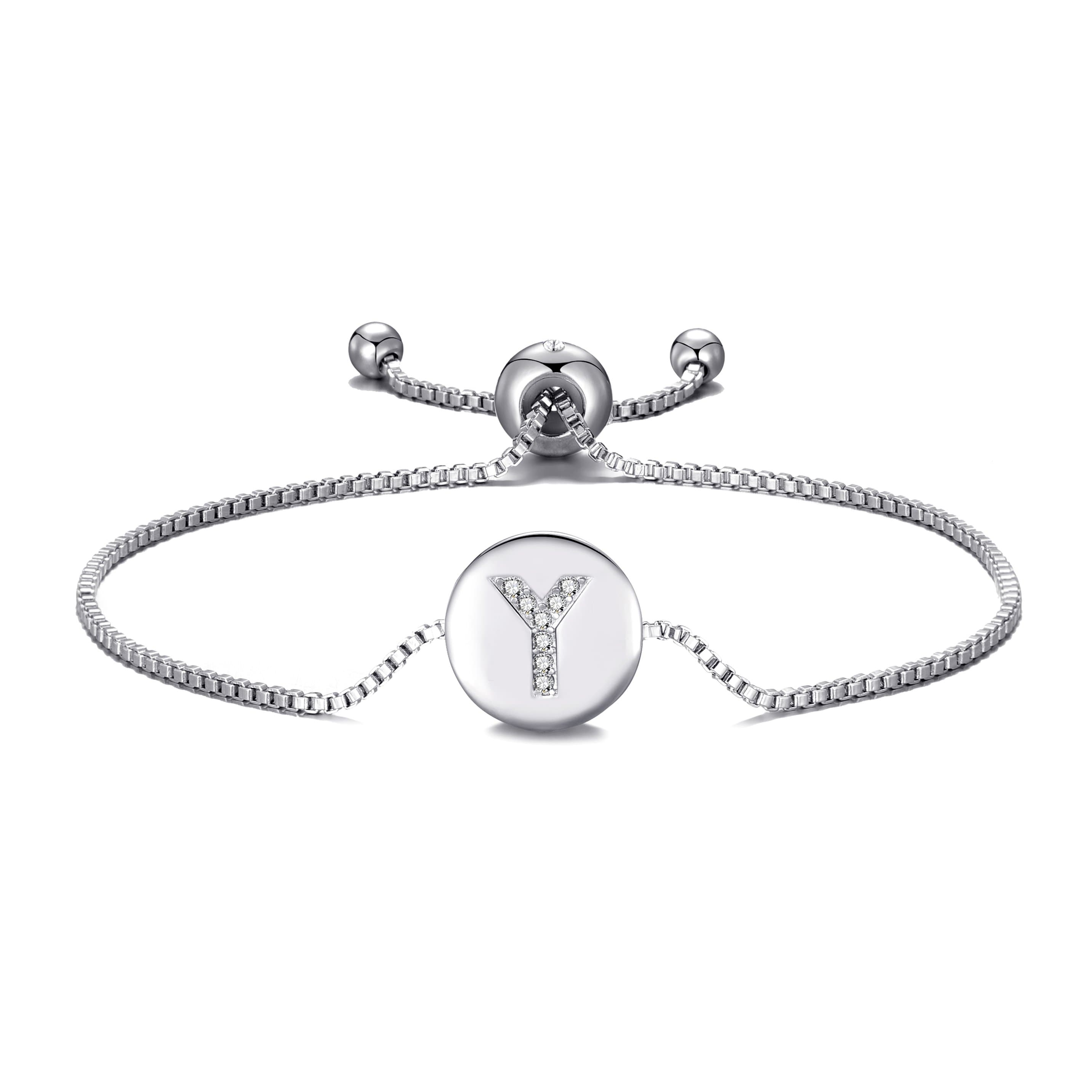 Initial Friendship Bracelet Letter Y Created with Zircondia® Crystals by Philip Jones Jewellery