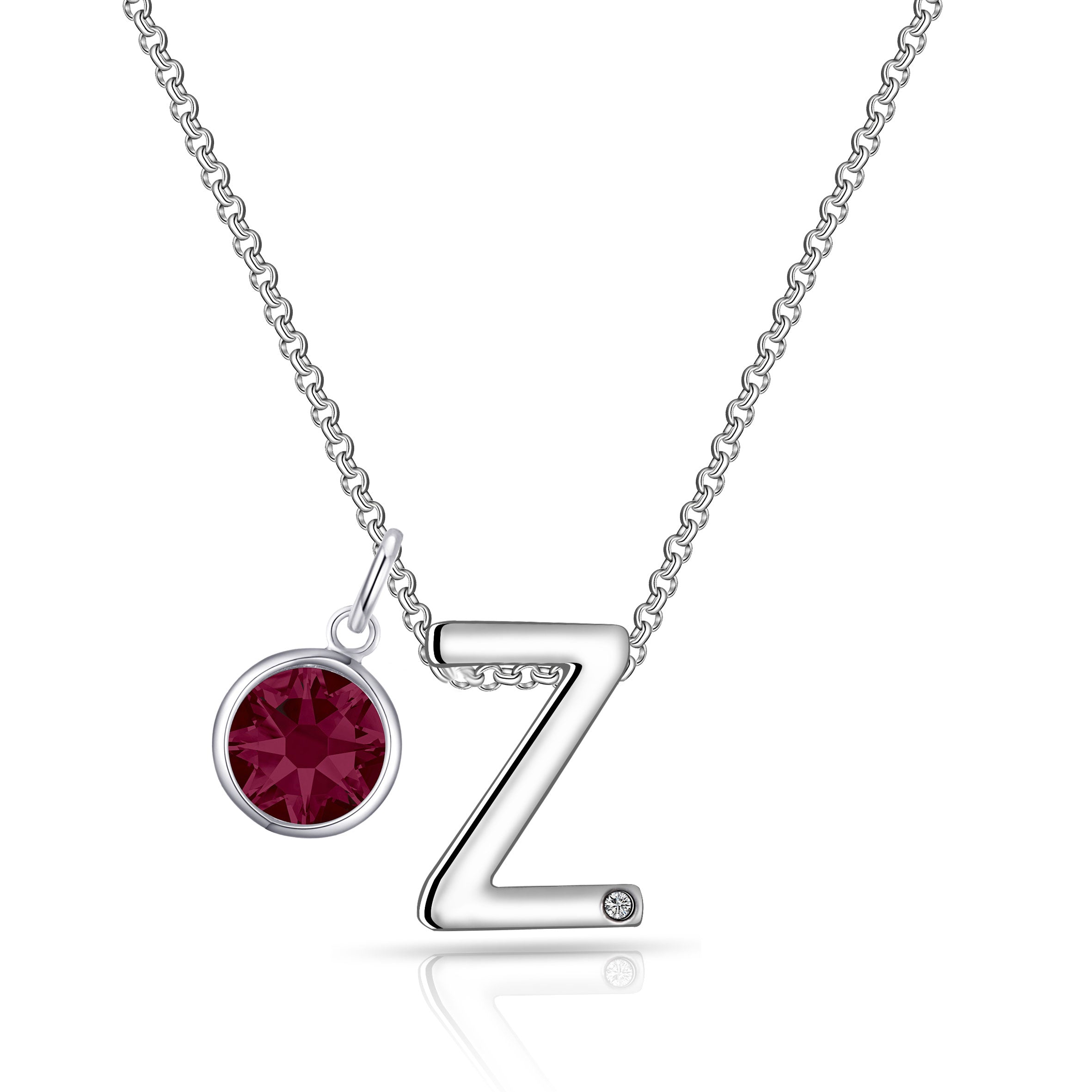 Birthstone Initial Necklace Letter Z Created with Zircondia® Crystals