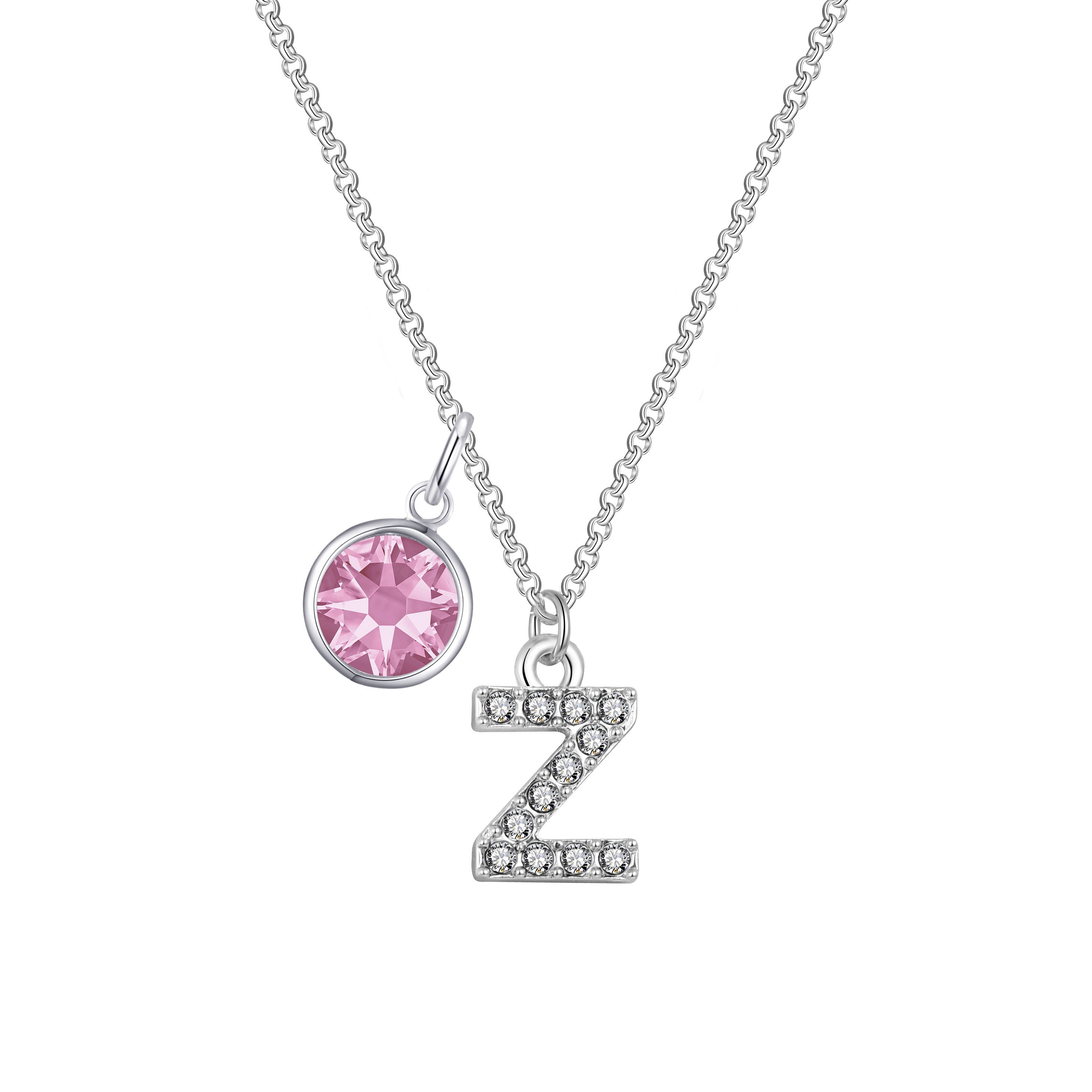 Birthstone Pave Initial Necklace Letter Z Created with Zircondia® Crystals