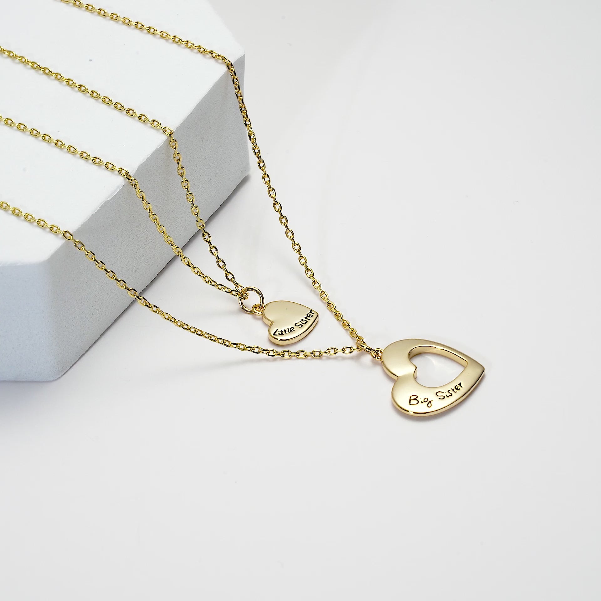 Gold Plated Big Sister and Little Sister Necklace Set Video