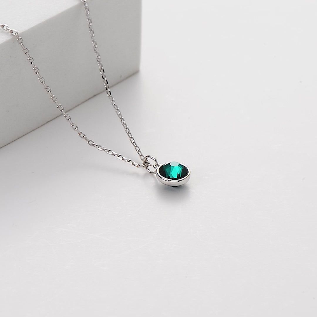 May (Emerald) Birthstone Necklace Created with Zircondia® Crystals Video