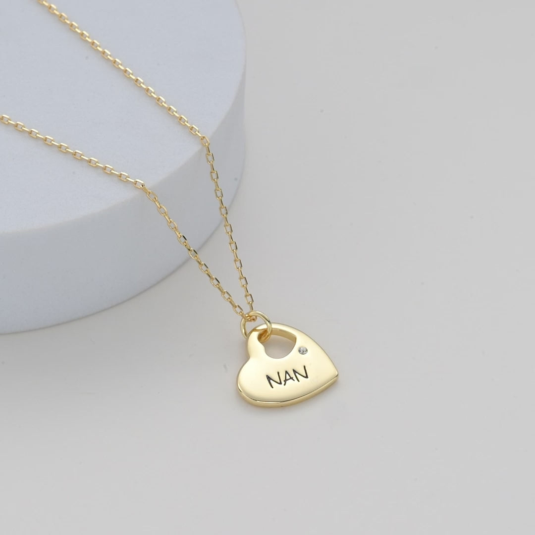 Gold Nan Heart Necklace Created with Zircondia® Crystals
