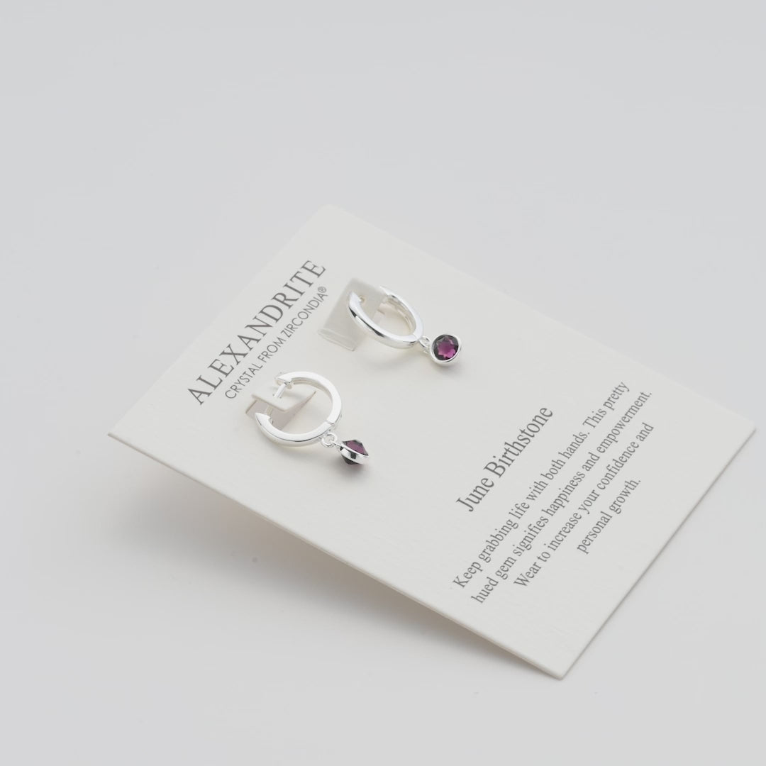 June Birthstone Hoop Earrings Created with Alexandrite Zircondia® Crystals Video