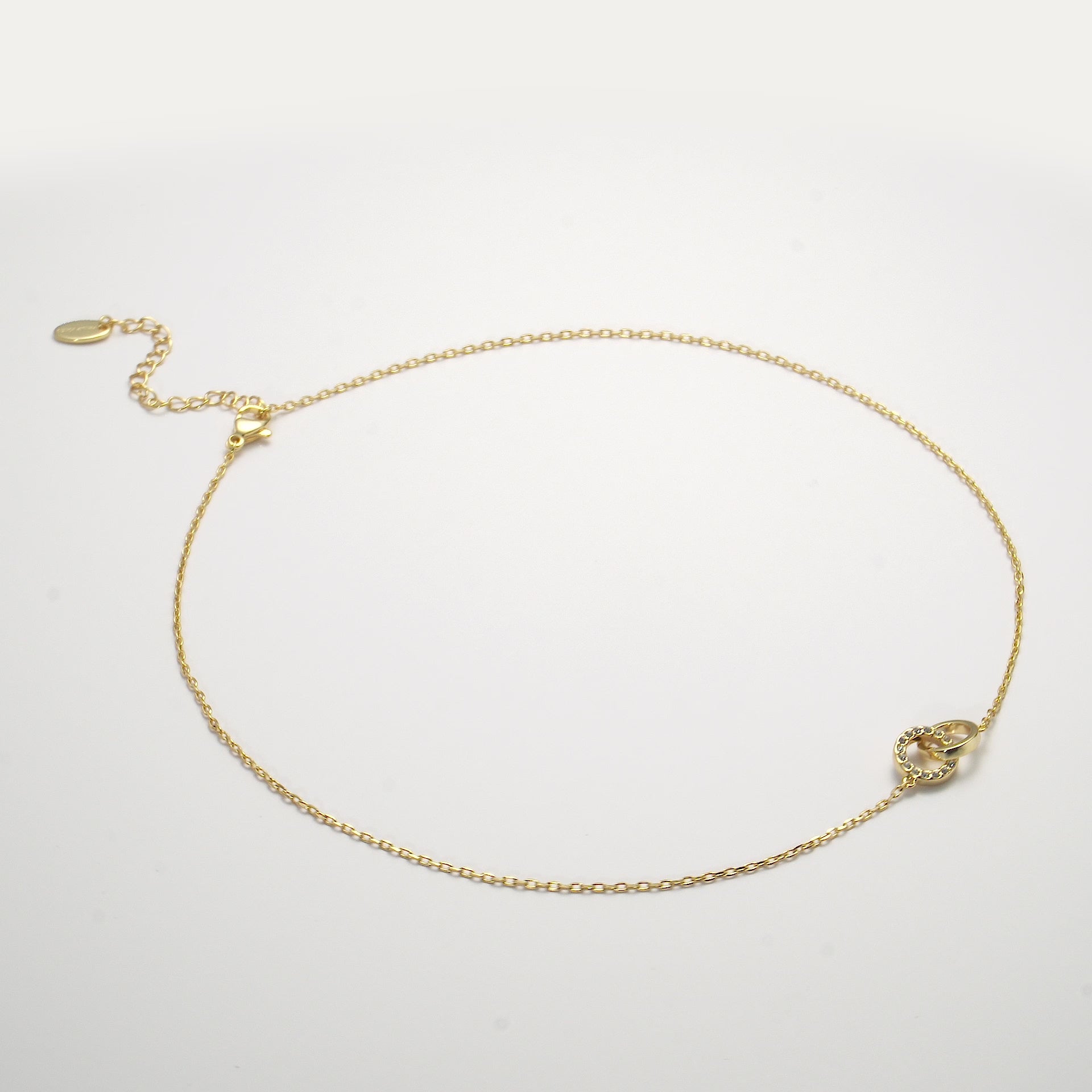 Gold Plated Circle Link Necklace Created with Zircondia® Crystals Video