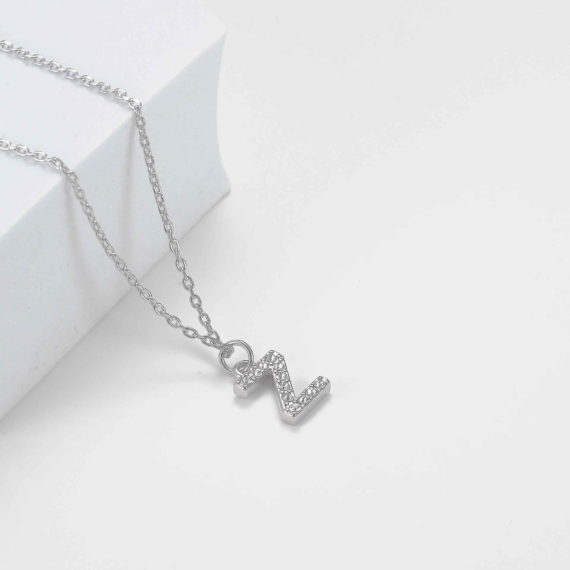 Pave Initial Necklace Letter Z Created with Zircondia® Crystals Video