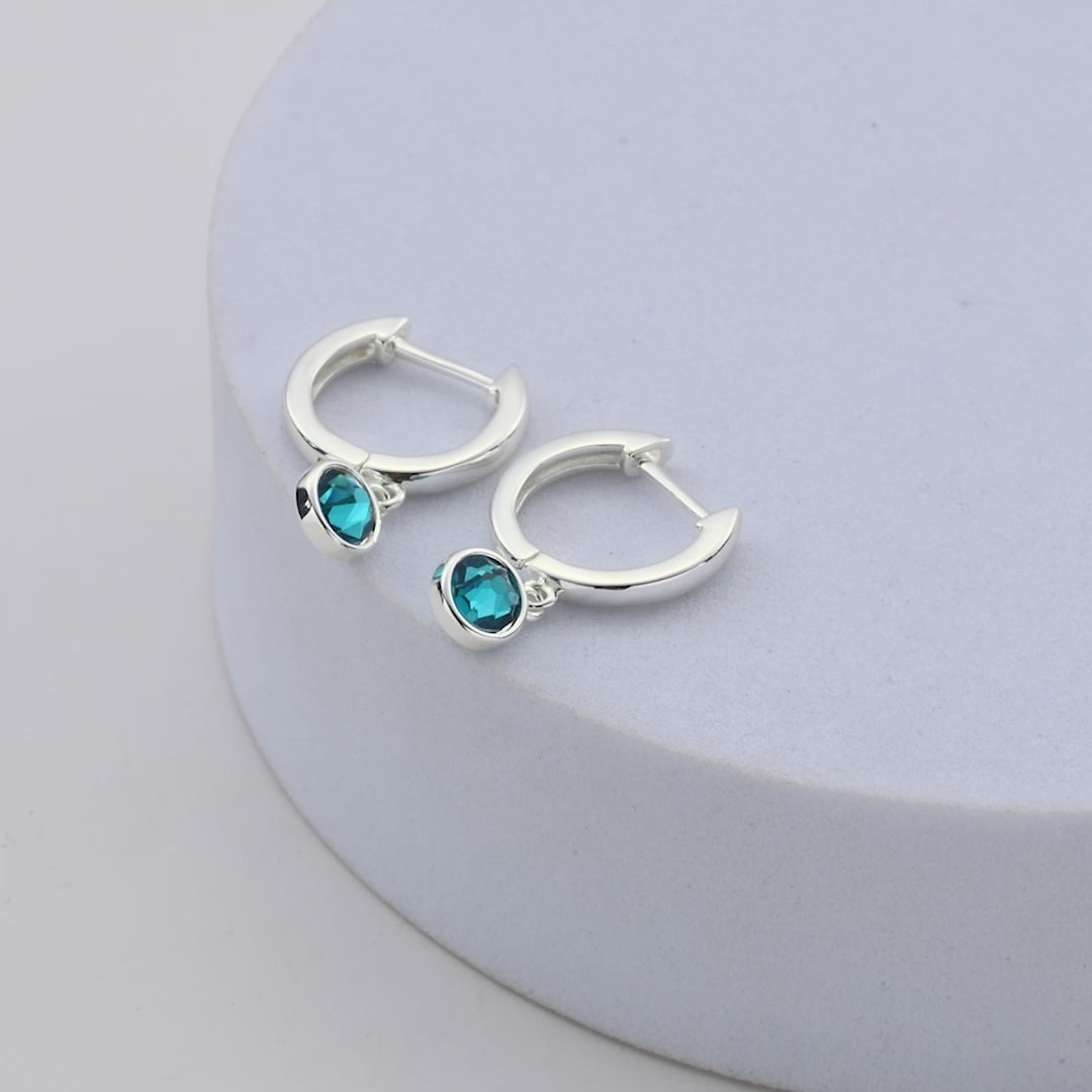 Blue Crystal Hoop Earrings Created with Zircondia® Crystals Video