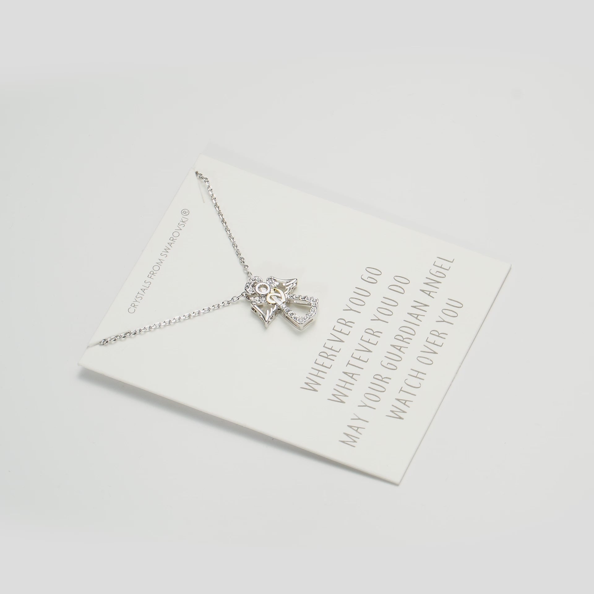 Guardian Angel Necklace with Quote Card Created with Zircondia® Crystals Video