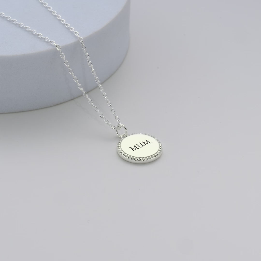 Silver Plated Filigree Disc Mum Necklace Video