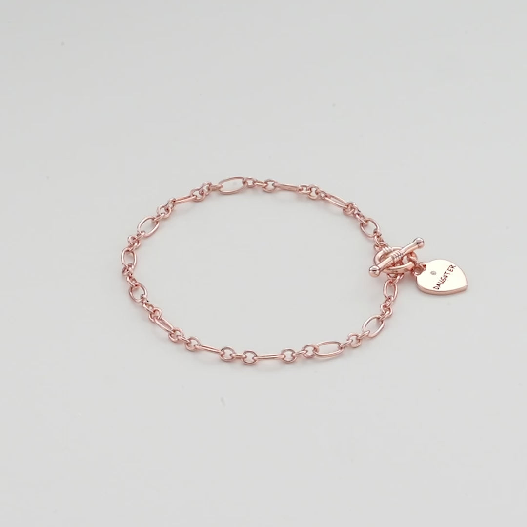 Rose Gold Plated Daughter Charm Bracelet Created with Zircondia® Crystals Video
