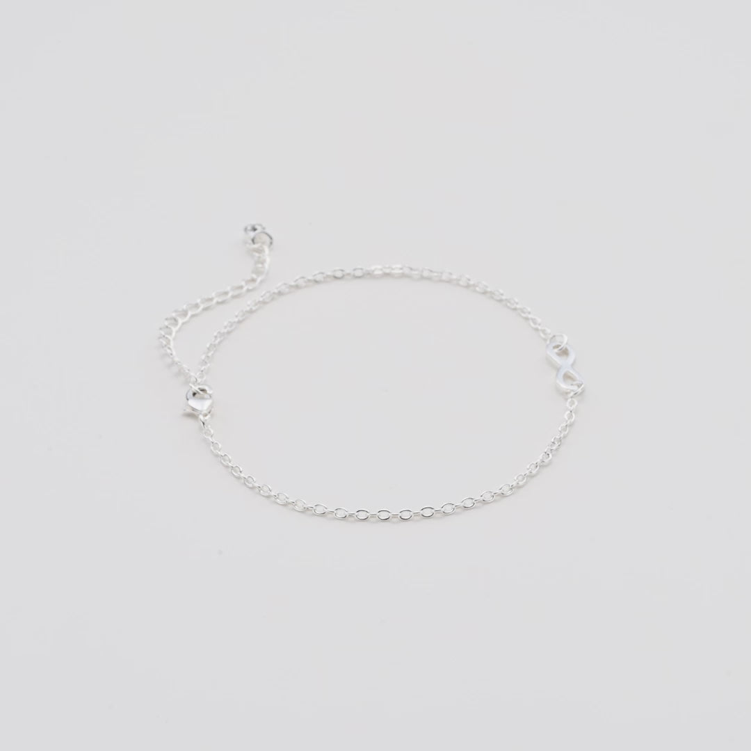 Silver Plated Infinity Anklet Created with Zircondia® Crystals Video