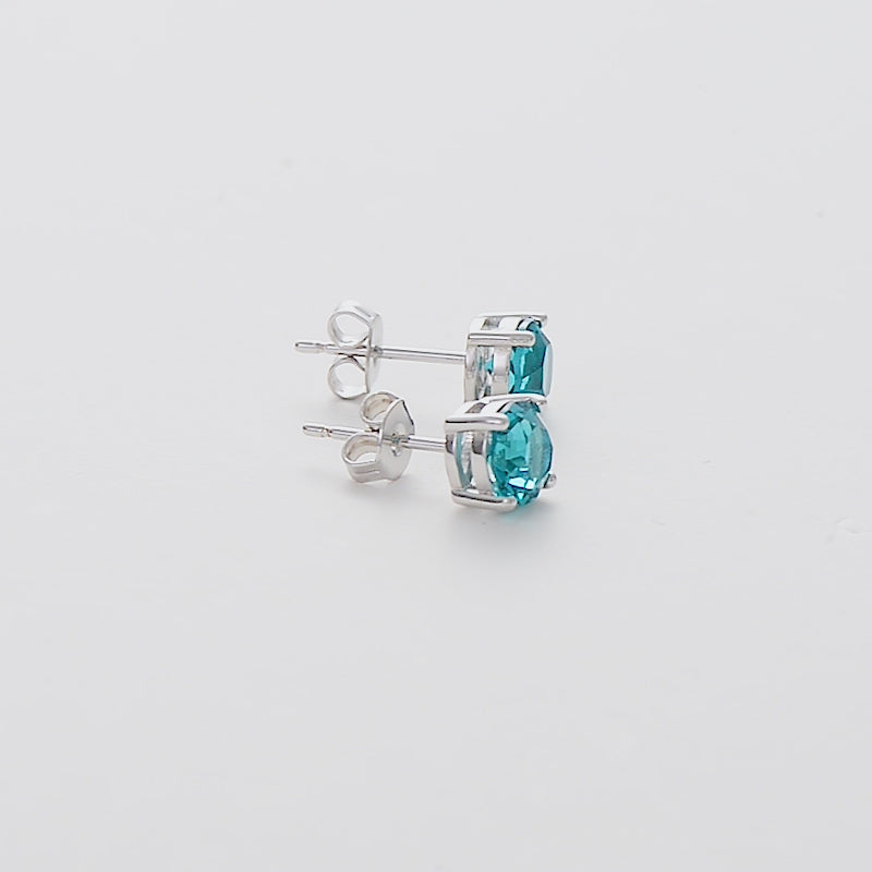 Blue Stud Earrings Created with Zircondia® Crystals Video